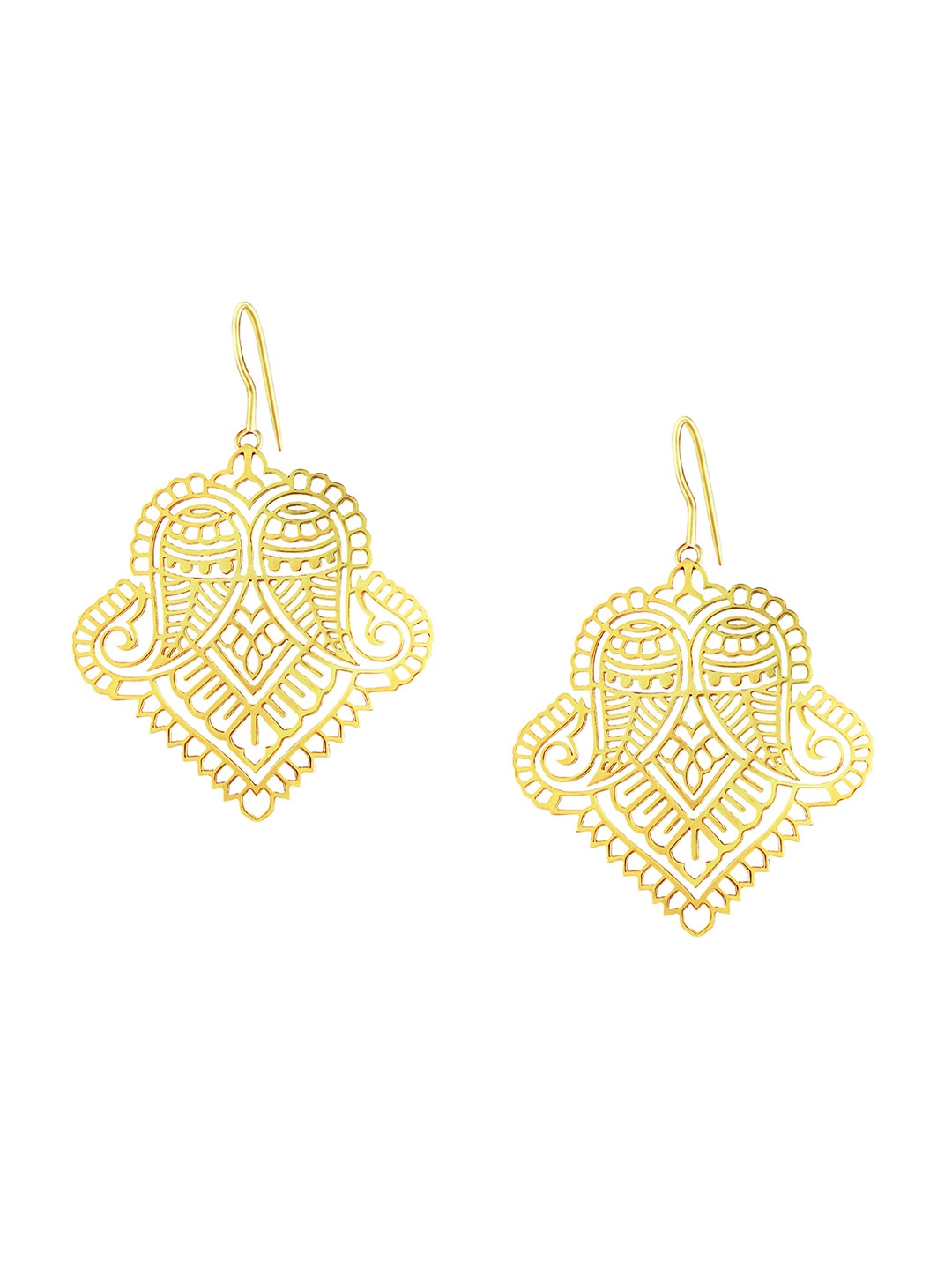 

ahilya 92.5 Sterling Silver Paisley Filigree Gold-Plated Drop Earrings