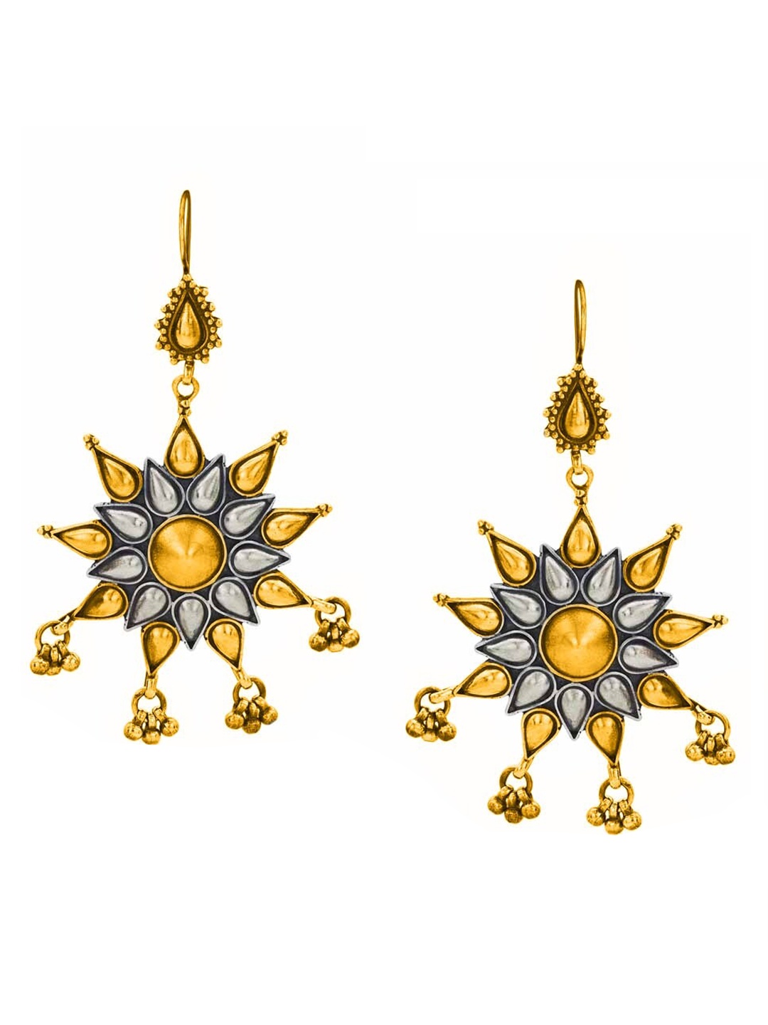 

ahilya 92.5 Sterling Silver Gold-Plated Contemporary Drop Earrings, Yellow