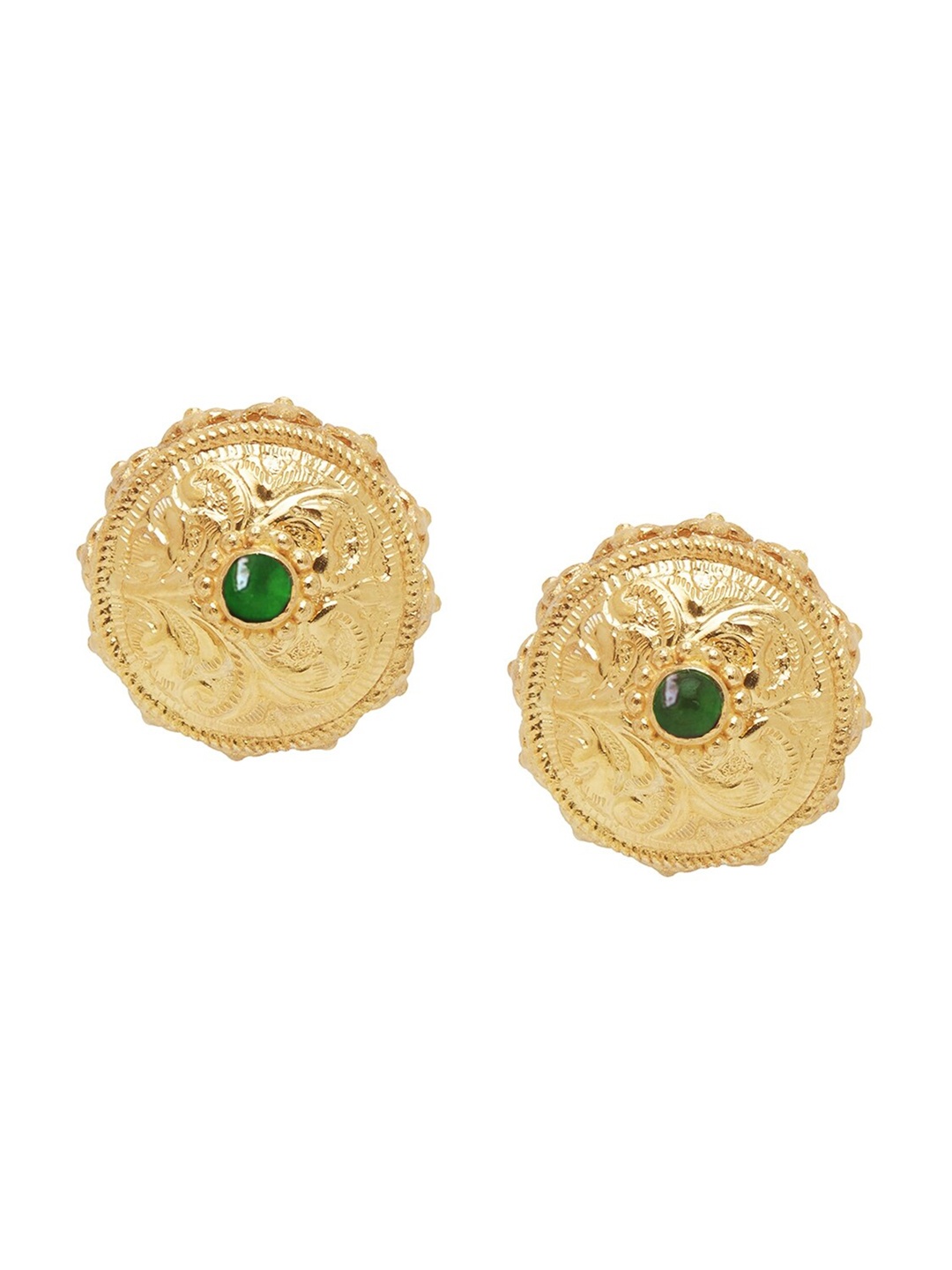 

ahilya Gold-Plated Circular Studs Earrings, Green