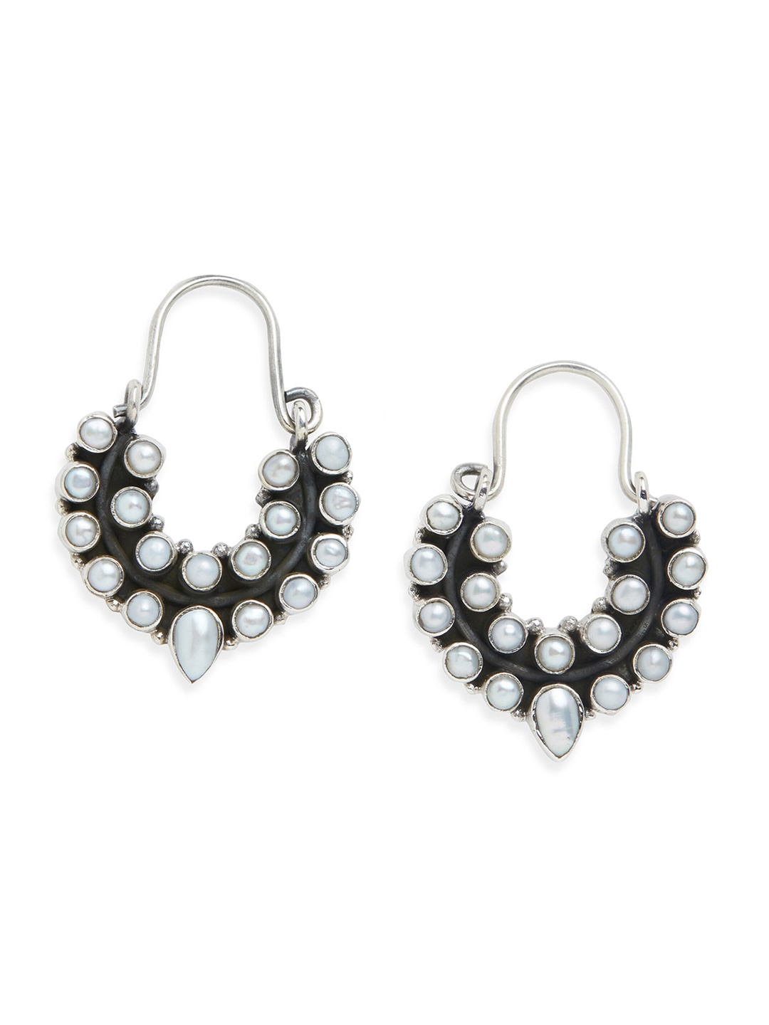 

ahilya Gold-Plated Contemporary Hoop Earrings, Silver