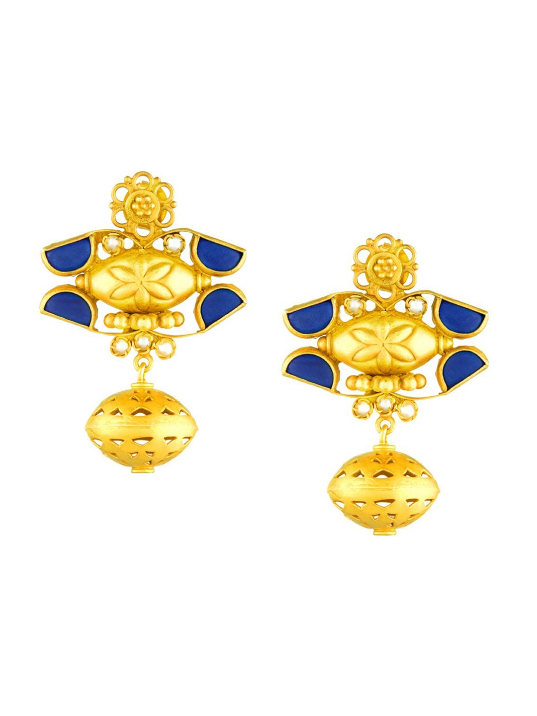 

ahilya Gold-Toned Contemporary Drop Earrings, Blue