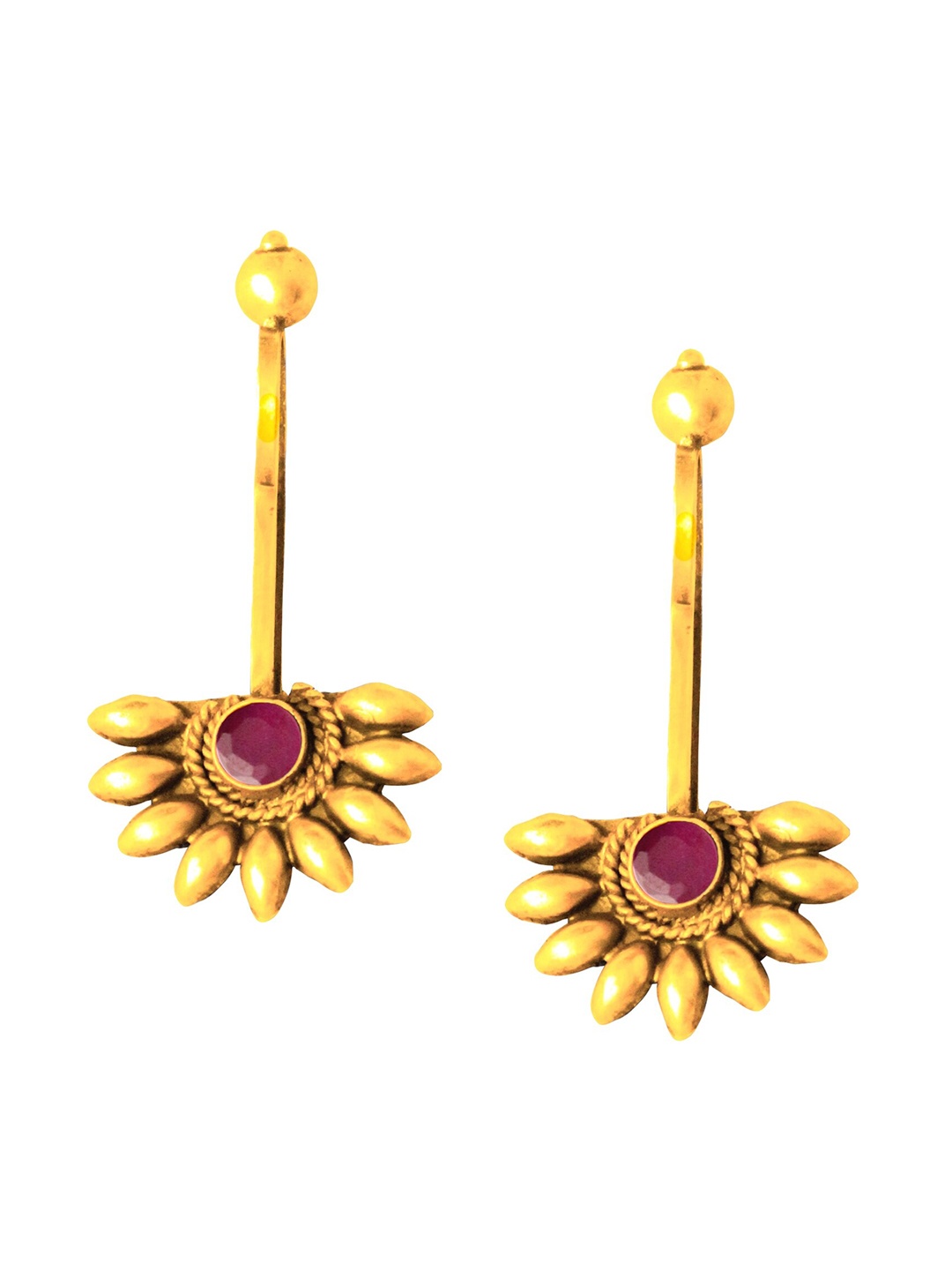 

ahilya Gold-Plated Floral Ear Cuff Earrings, Maroon