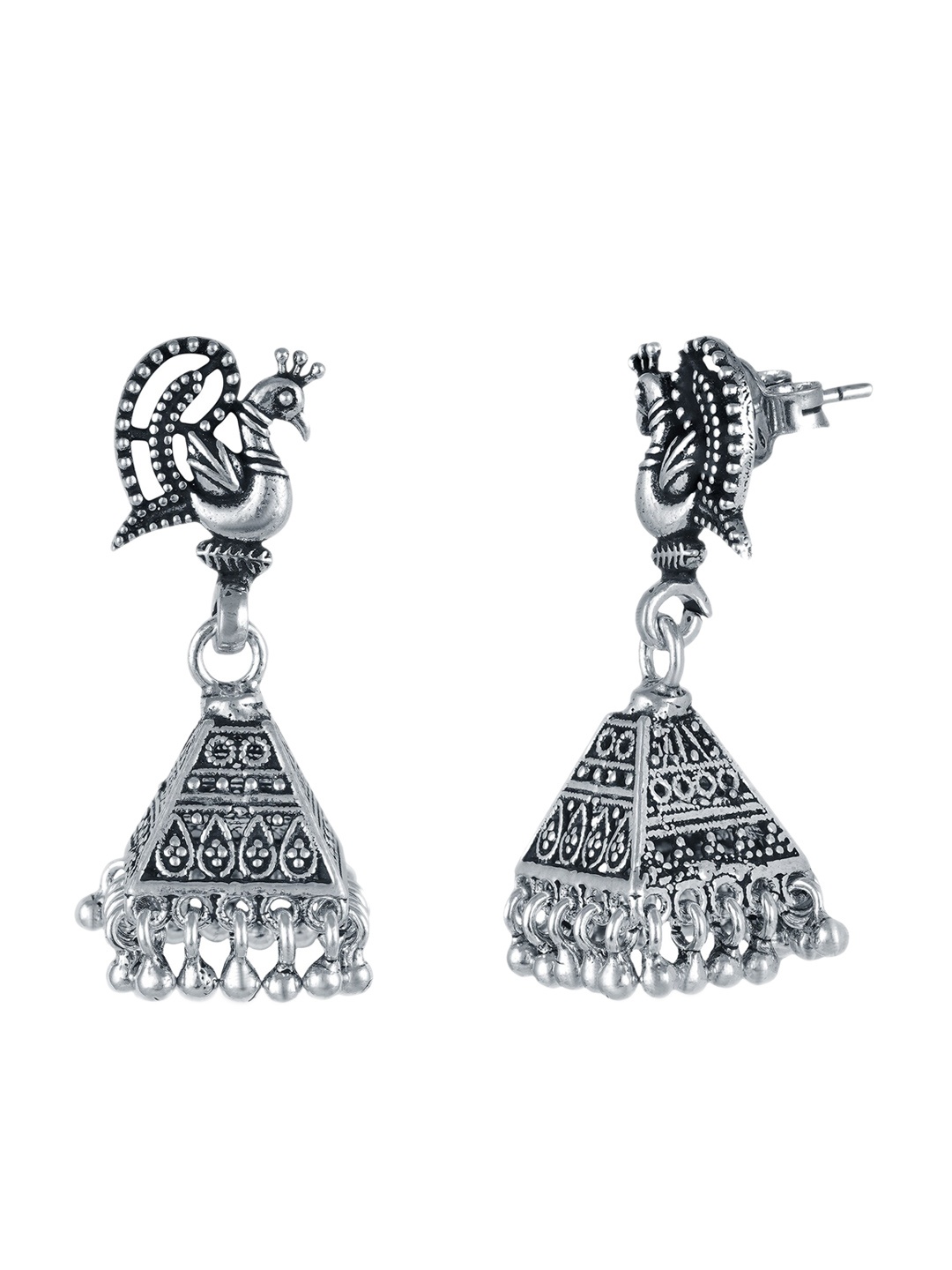 

ahilya Gold-Plated Oxidised Contemporary Drop Earrings, Silver