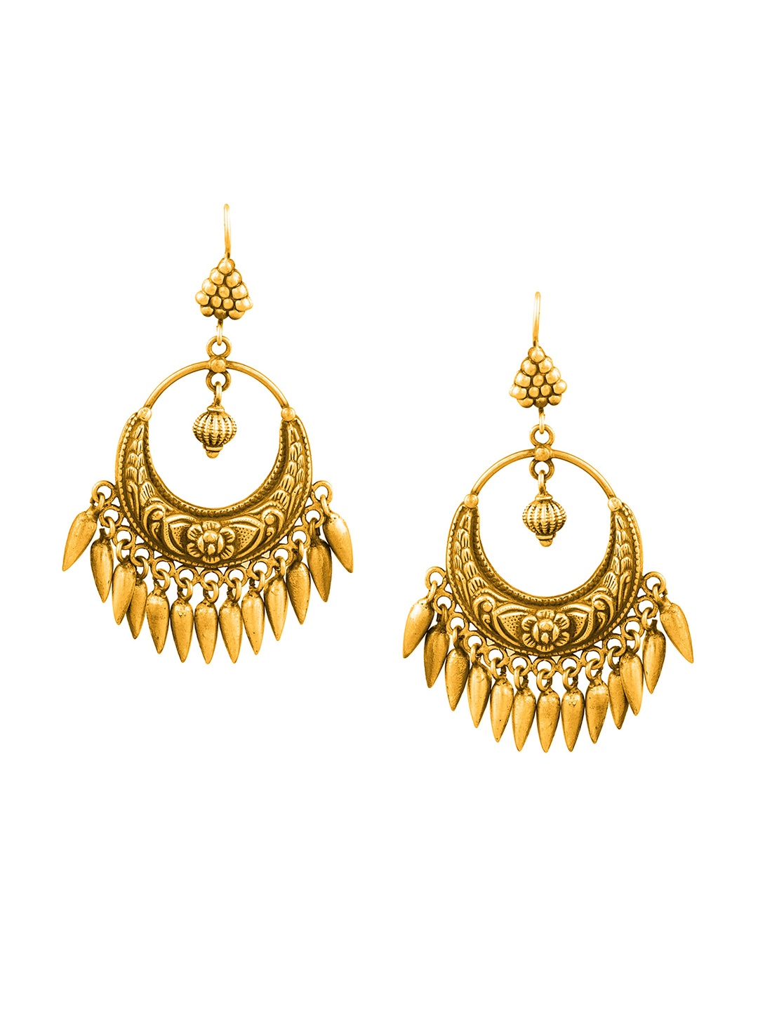 

ahilya Gold-Plated Contemporary Chandbalis Earrings