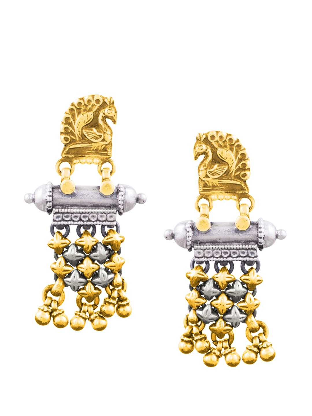

ahilya Gold-Plated Oxidised Contemporary Drop Earrings