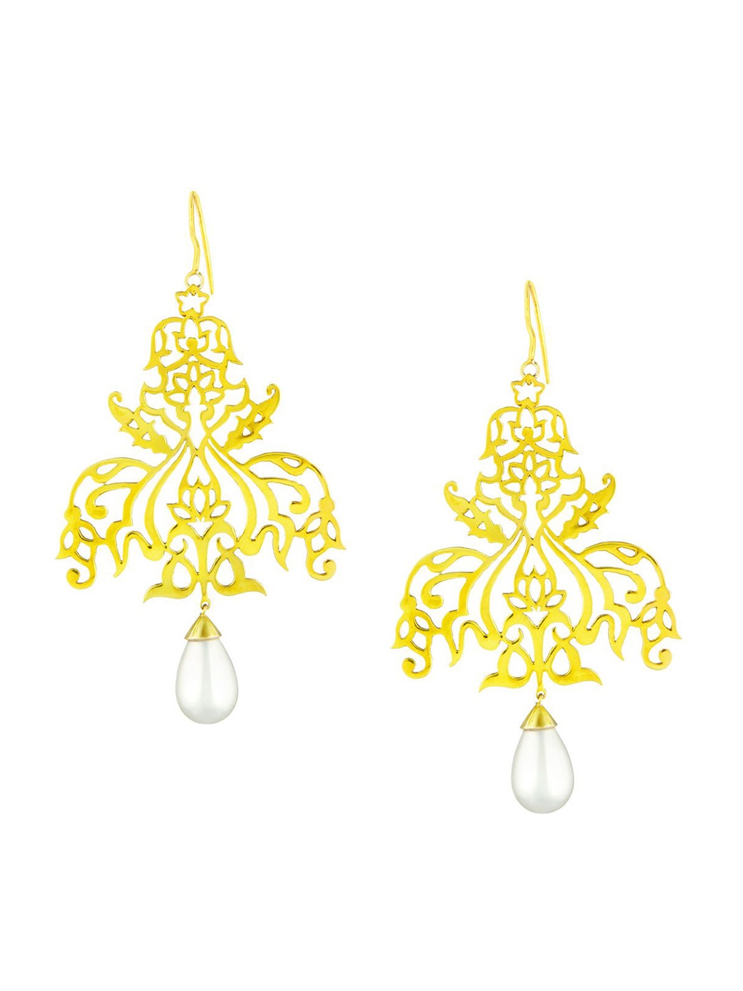 

ahilya Gold-Plated Contemporary Drop Earrings