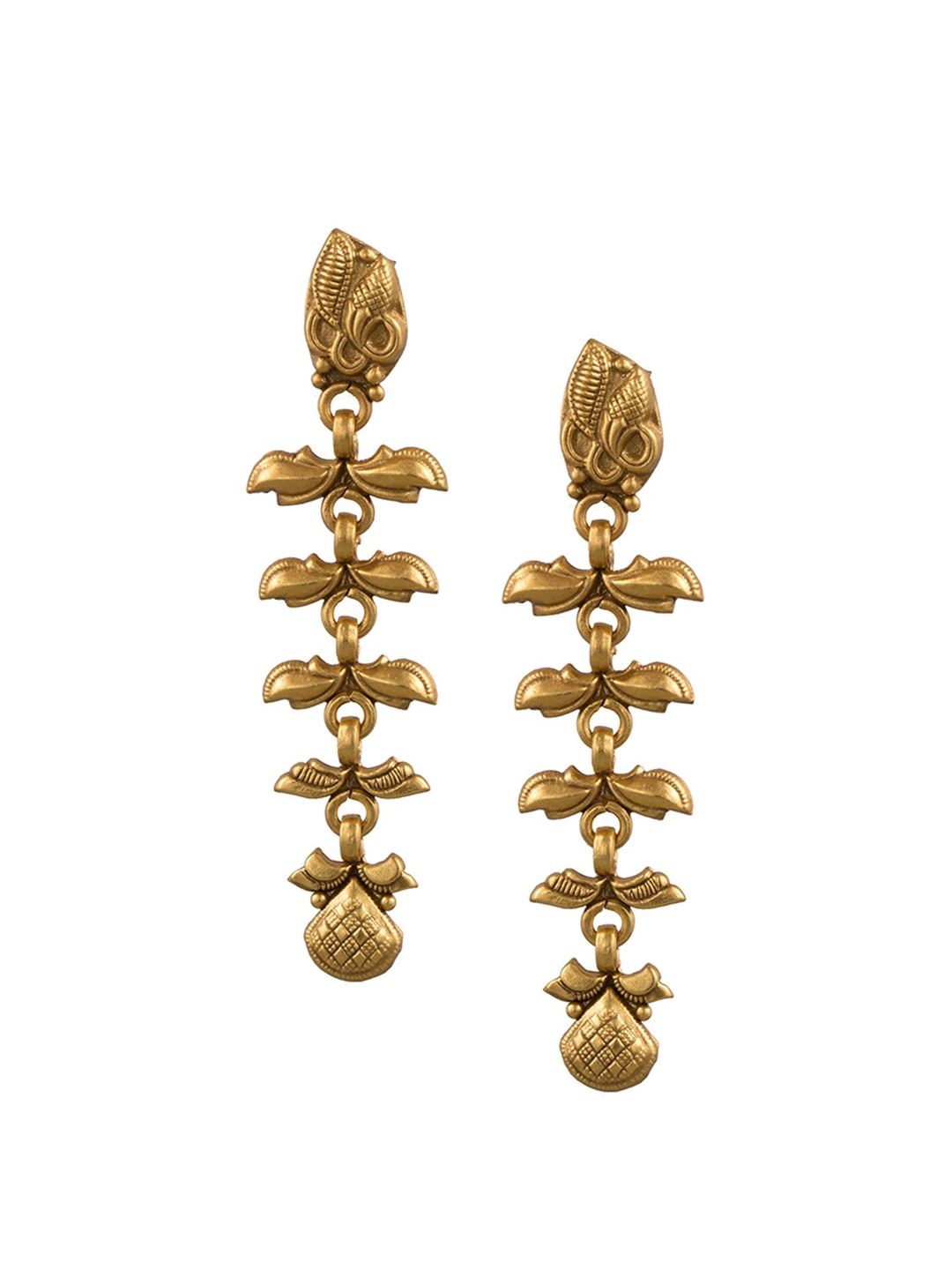 

ahilya Gold-Plated Contemporary Drop Earrings