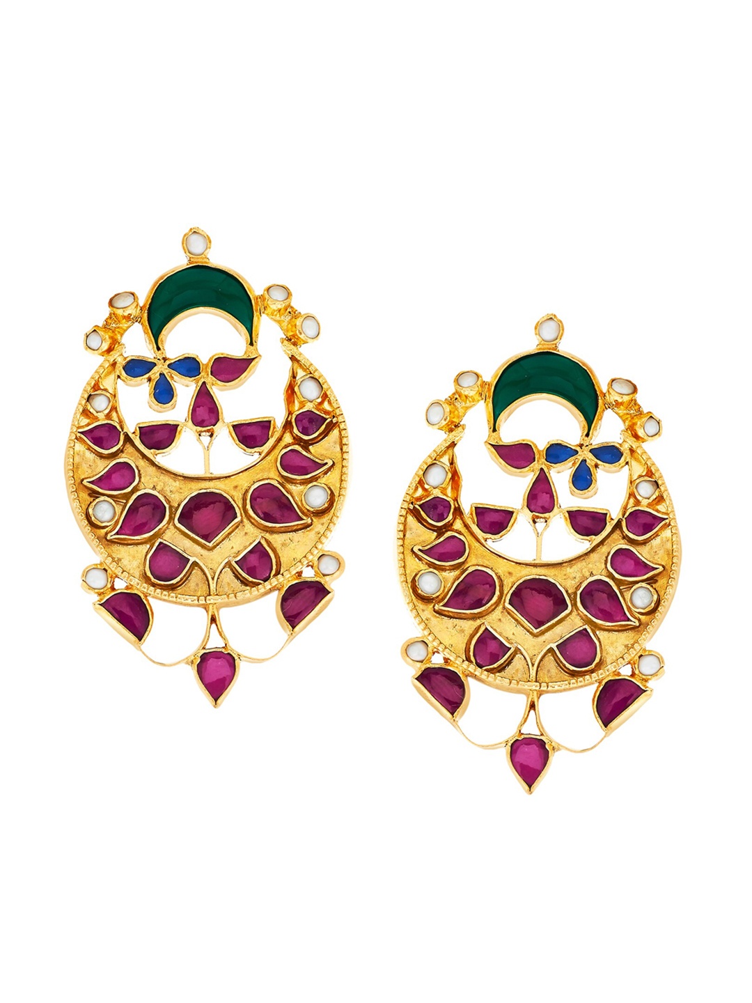 

ahilya Gold-Plated Chandbalis Earrings, Maroon