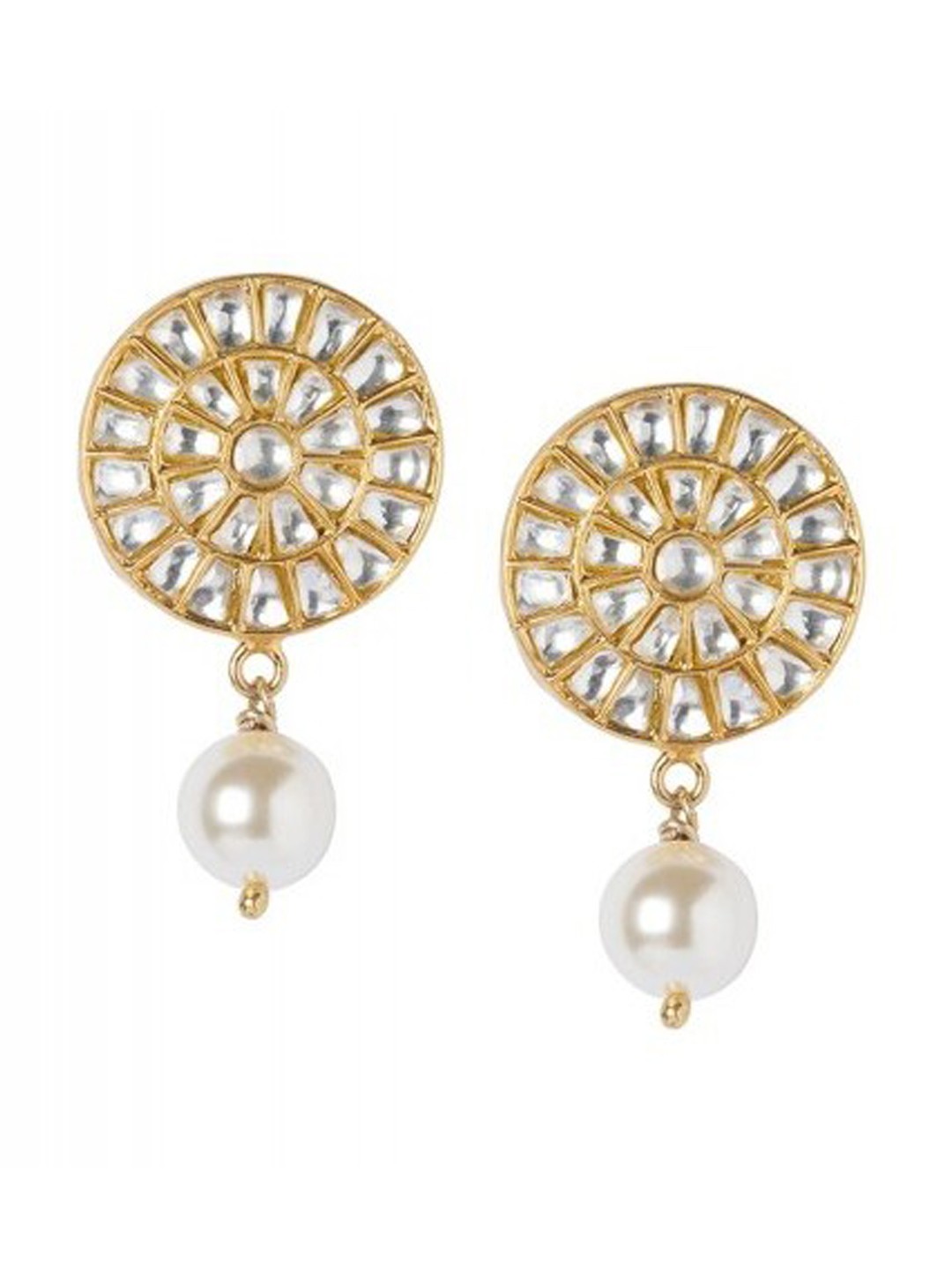 

ahilya Gold-Plated Contemporary Drop Earrings, White