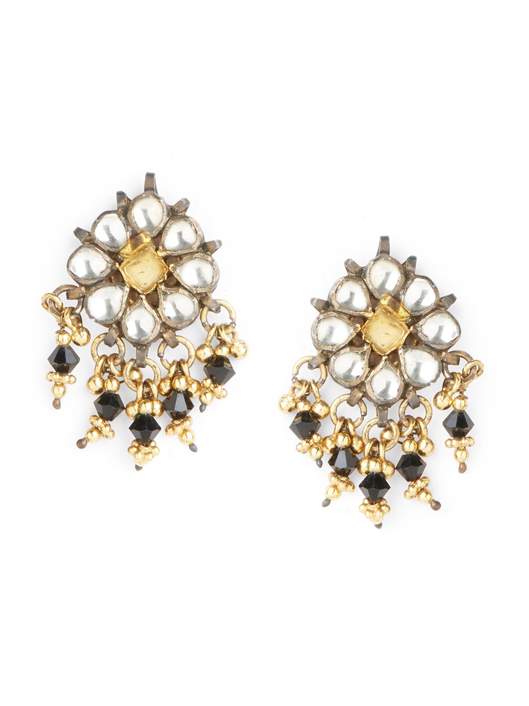 

ahilya Gold-Plated Contemporary Drop Earrings, Black