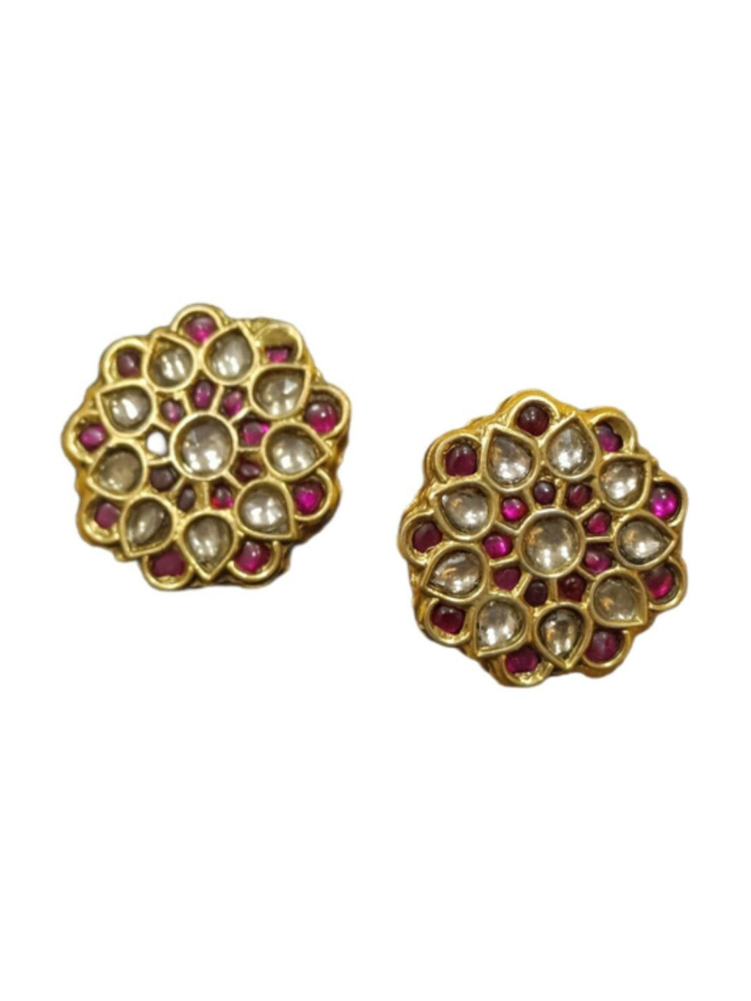

ahilya Gold-Plated Floral Studs Earrings, Maroon