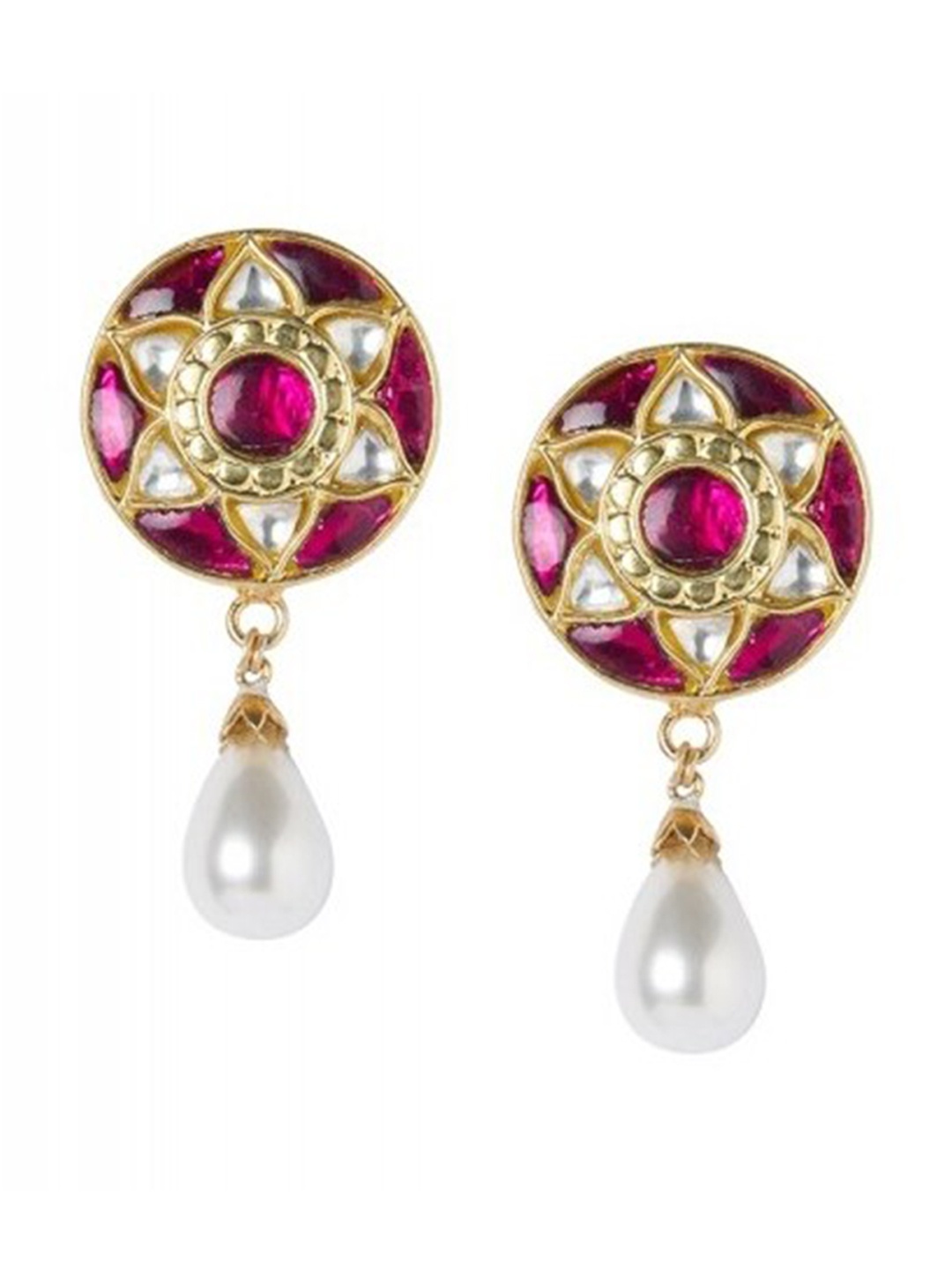 

ahilya Gold-Plated Contemporary Drop Earrings, Pink