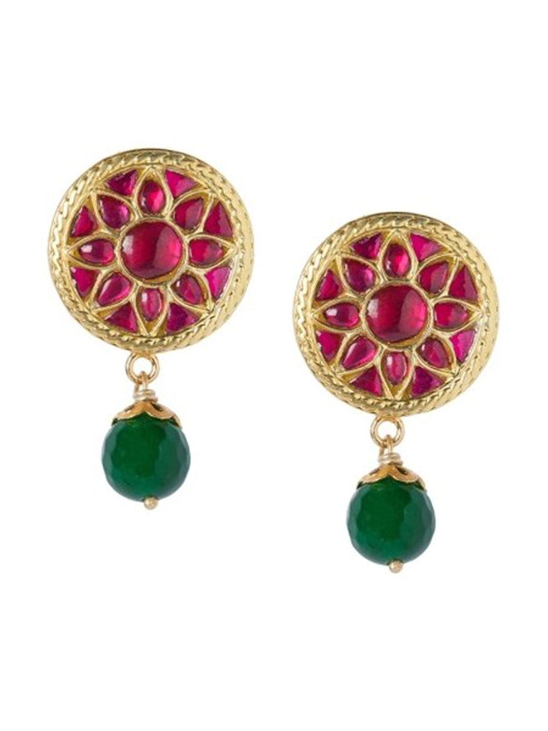 

ahilya Gold-Plated Contemporary Drop Earrings, Pink