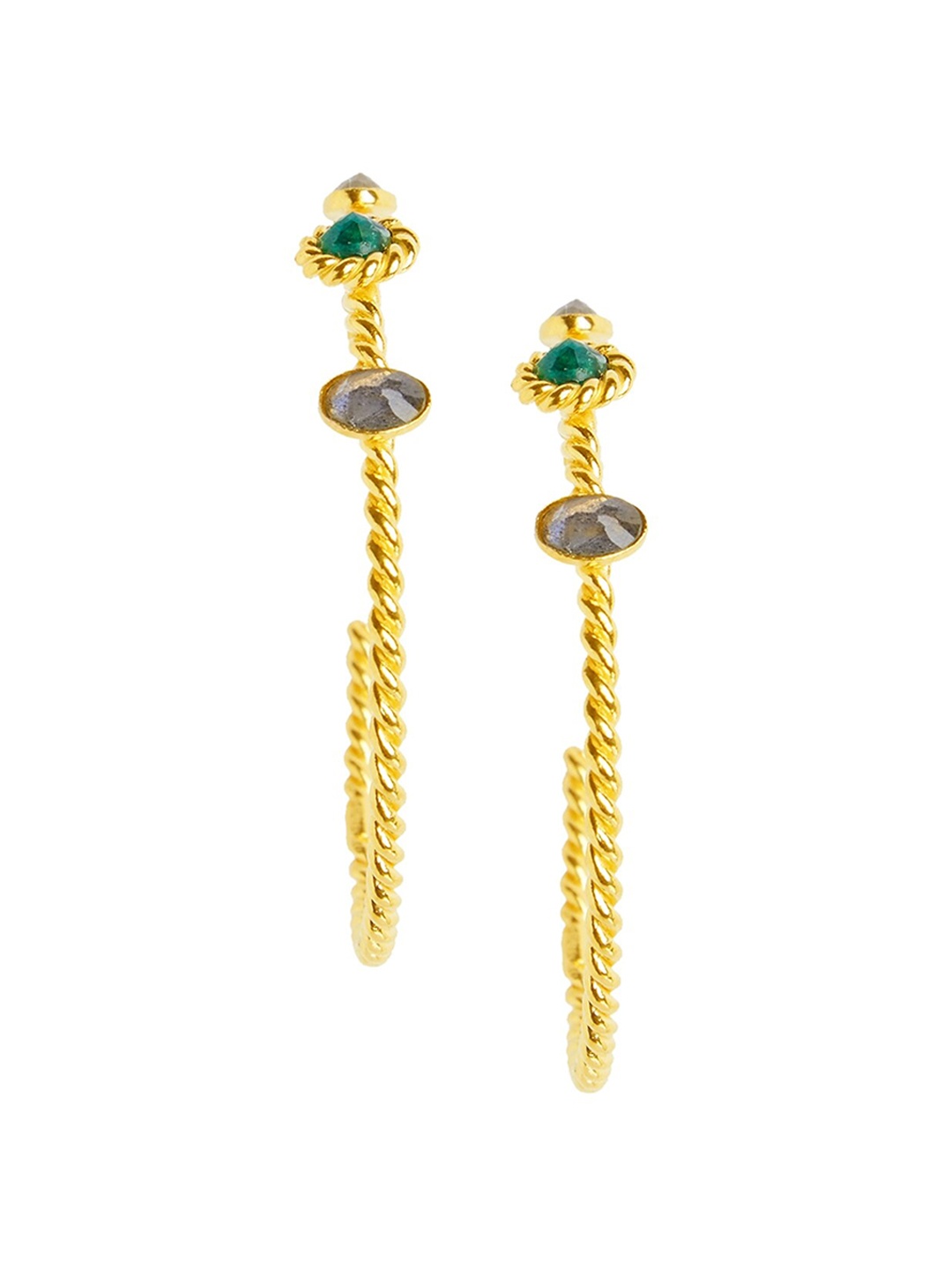 

ahilya Gold-Plated Contemporary Hoop Earrings, Green