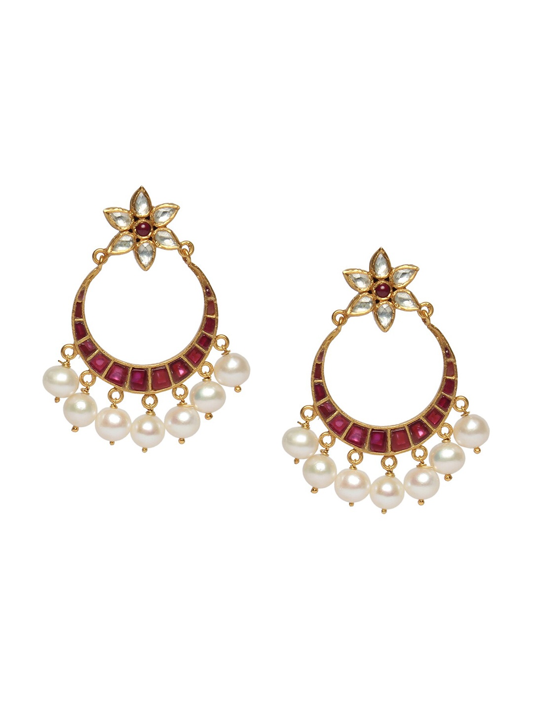 

ahilya Gold-Plated Contemporary Chandbalis Earrings, Maroon