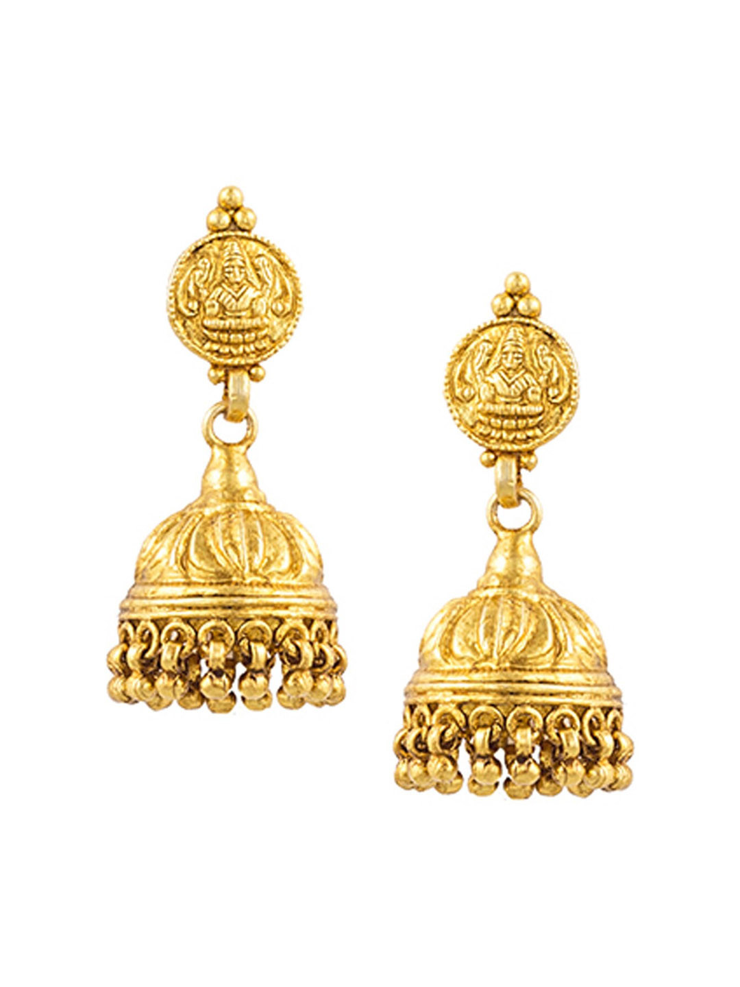 

ahilya Gold-Plated Contemporary Jhumkas Earrings