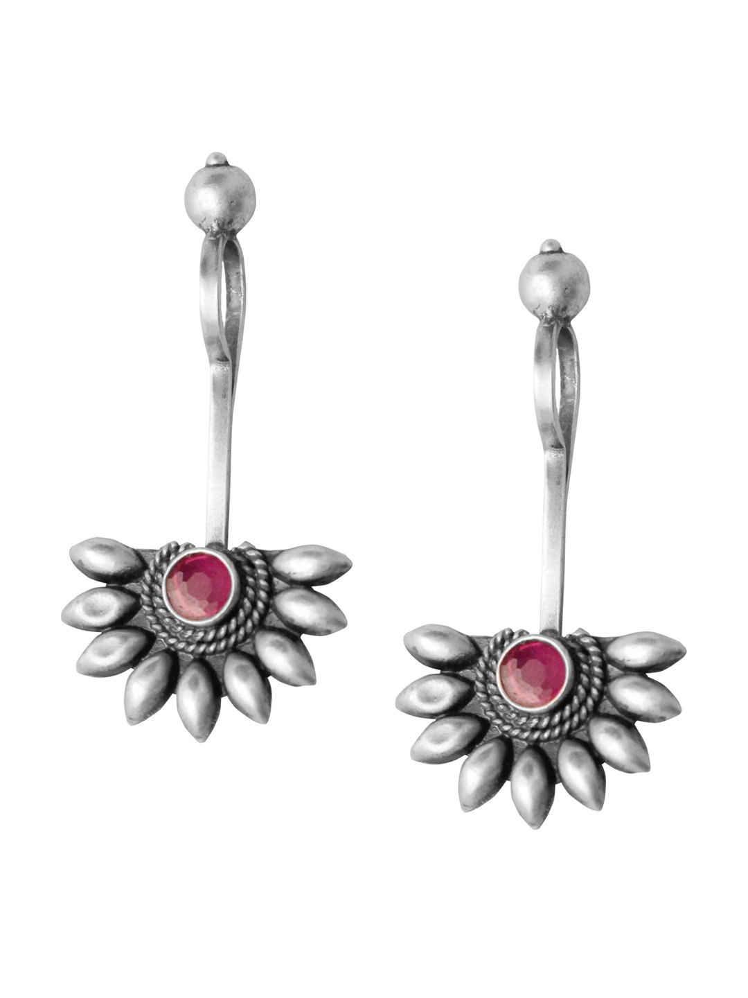 

ahilya Gold-Plated Floral Ear Cuff Earrings, Maroon