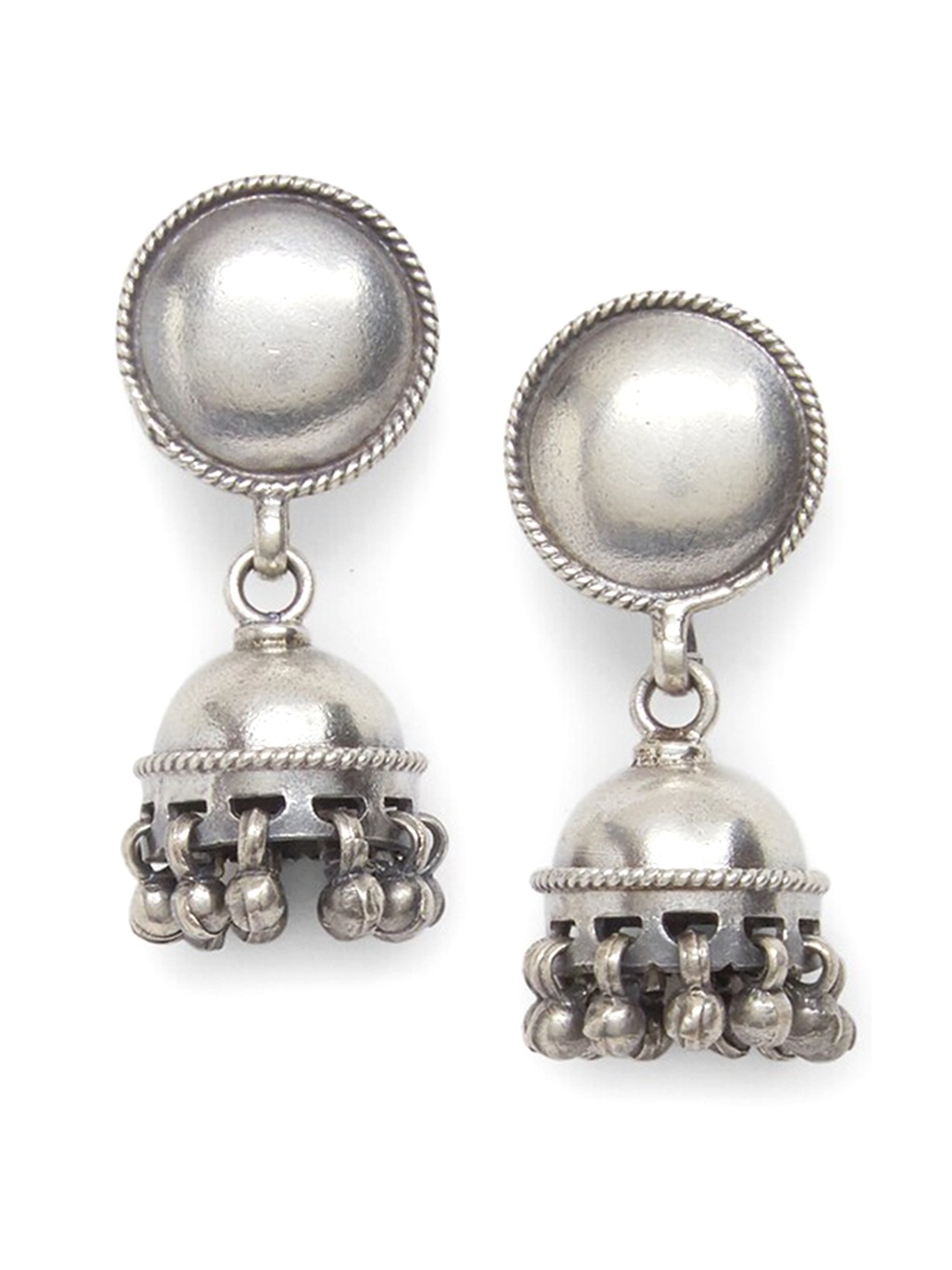 

ahilya Gold-Plated Contemporary Jhumkas Earrings, Silver