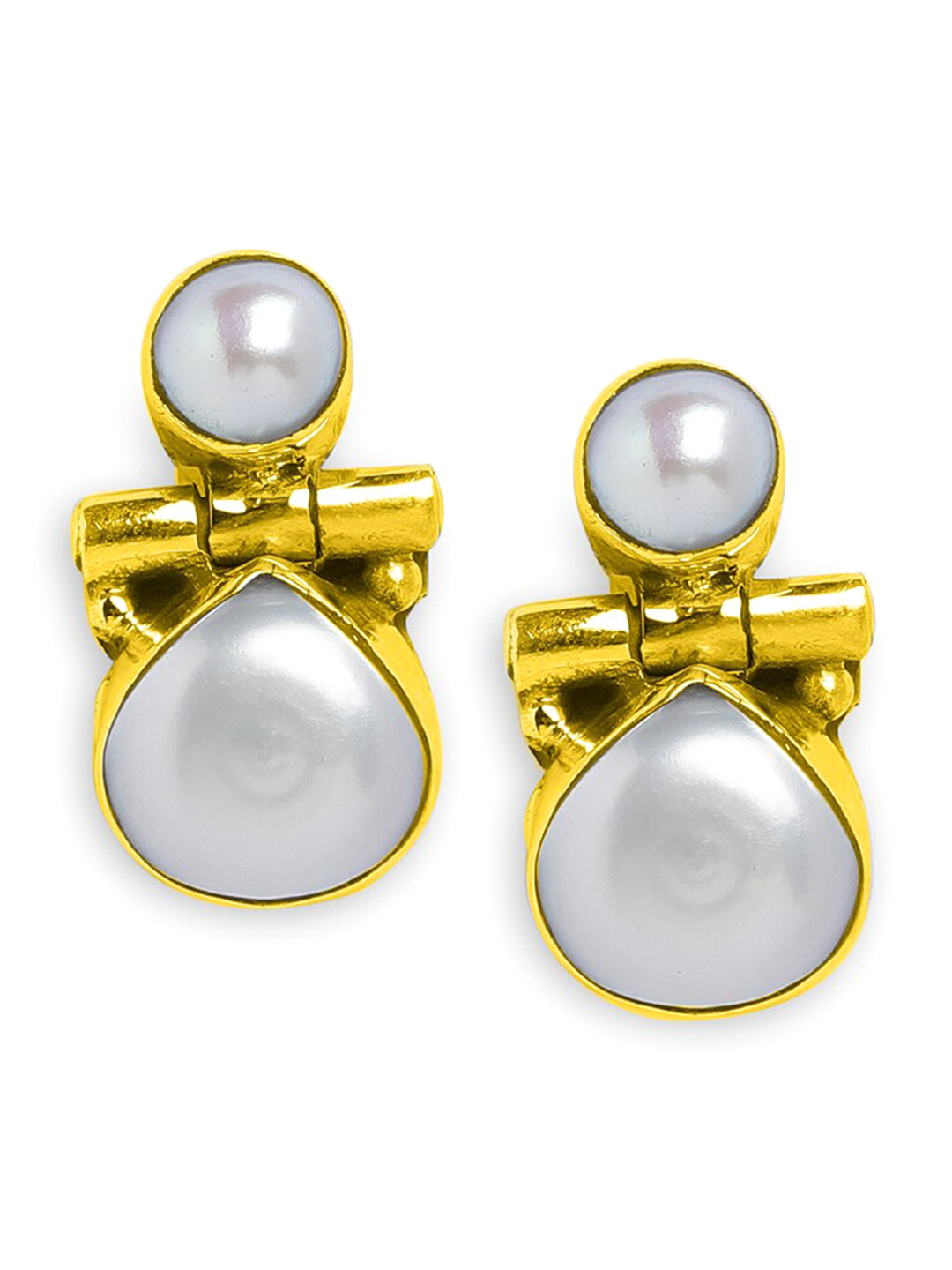 

ahilya Gold-Plated Contemporary Studs Earrings, Off white