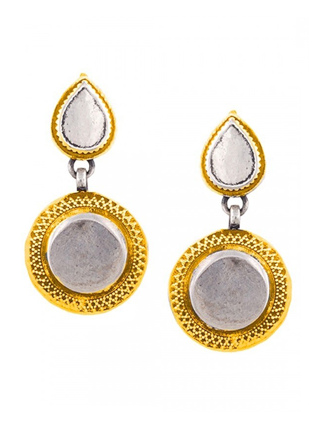 

ahilya 92.5 Sterling Silver Gold-Plated Contemporary Drop Earrings