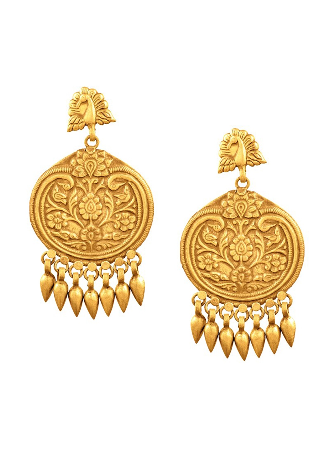 

ahilya Gold-Plated Contemporary Drop Earrings