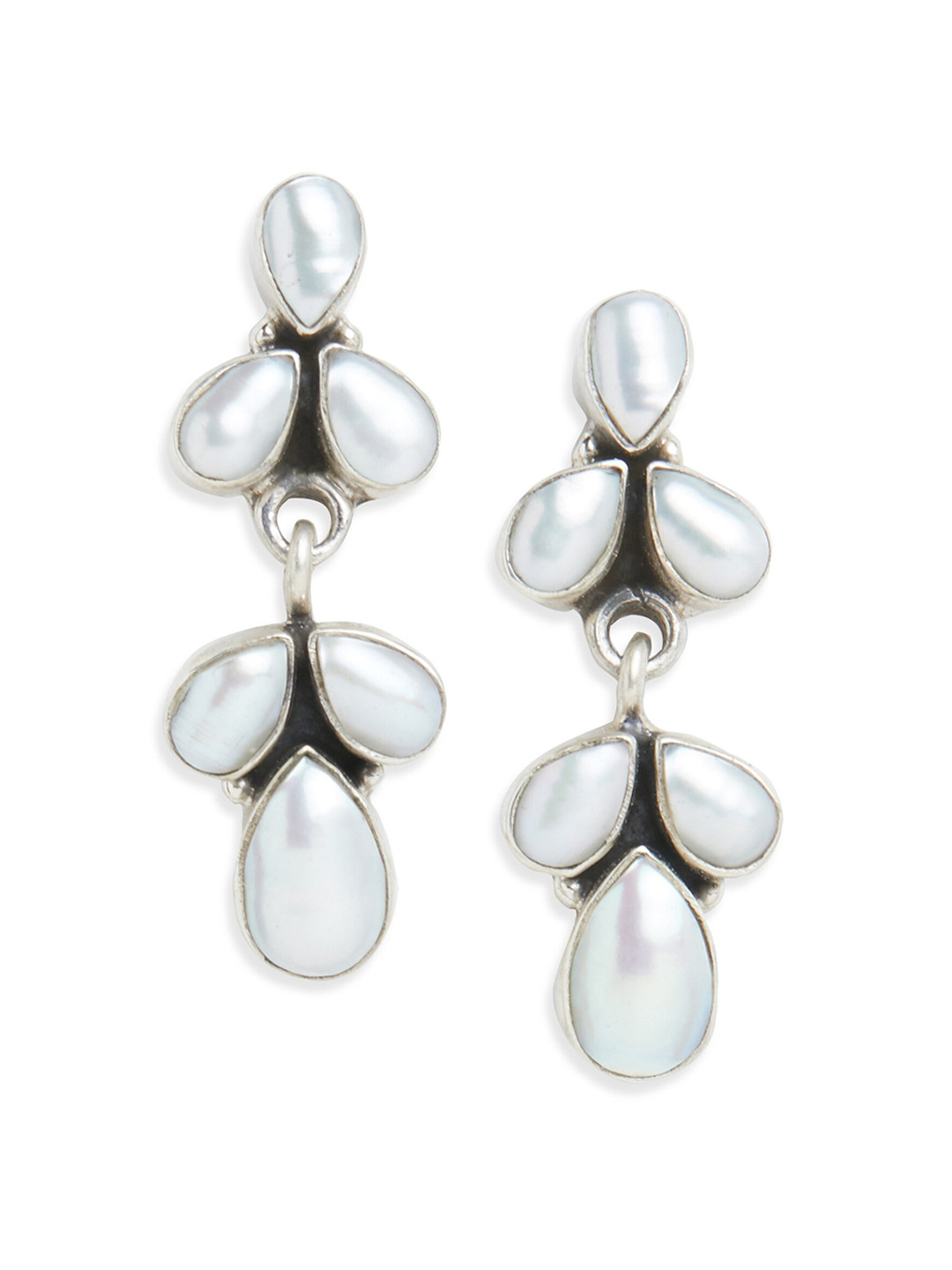 

ahilya 92.5 Sterling Silver Gold-Plated Contemporary Drop Earrings, White