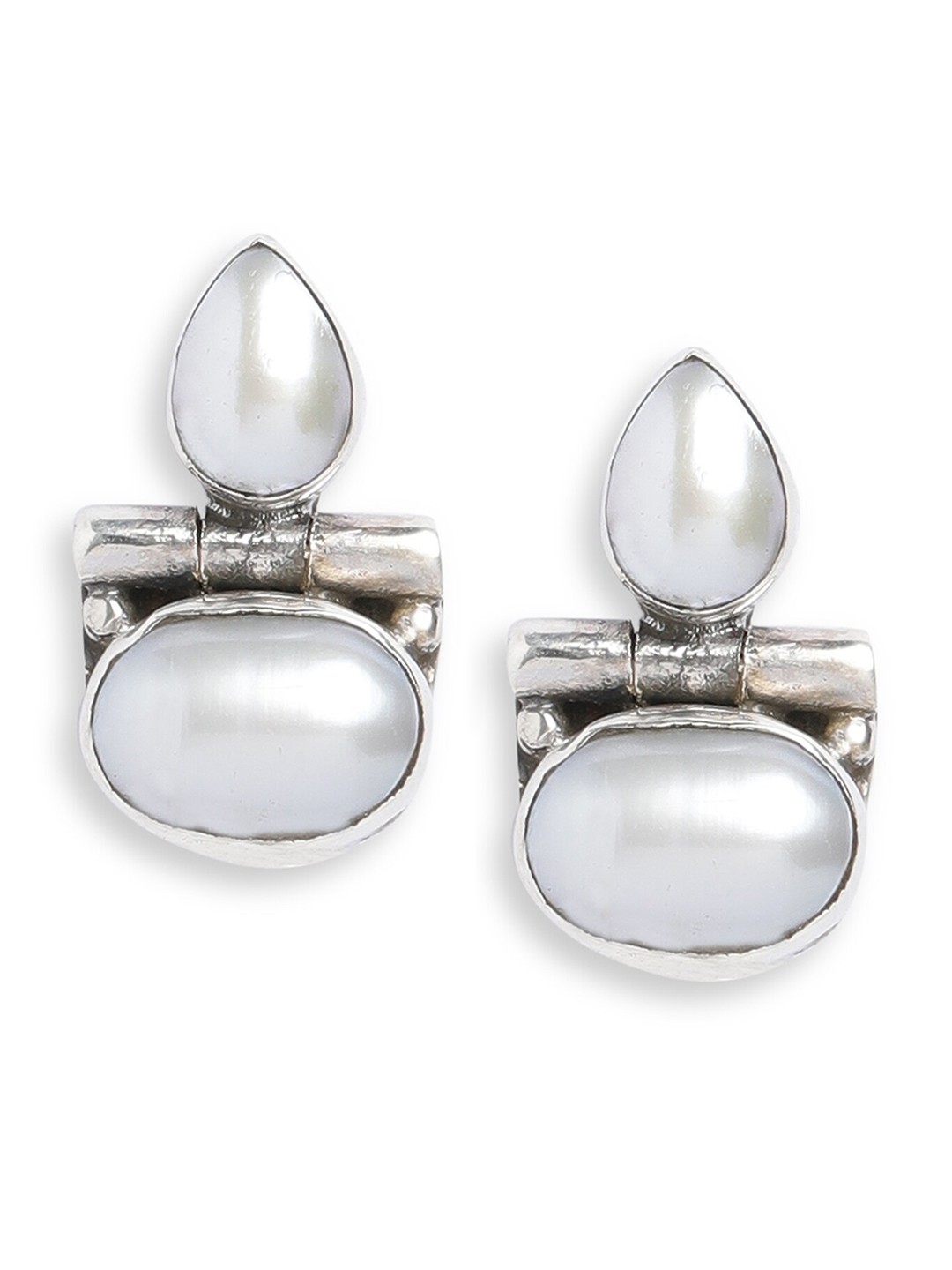

ahilya 92.5 Sterling Silver Gold-Plated Contemporary Studs Earrings, White