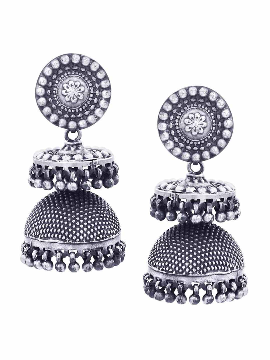 

ahilya 92.5 Sterling Silver Contemporary Jhumkas Earrings, Gold