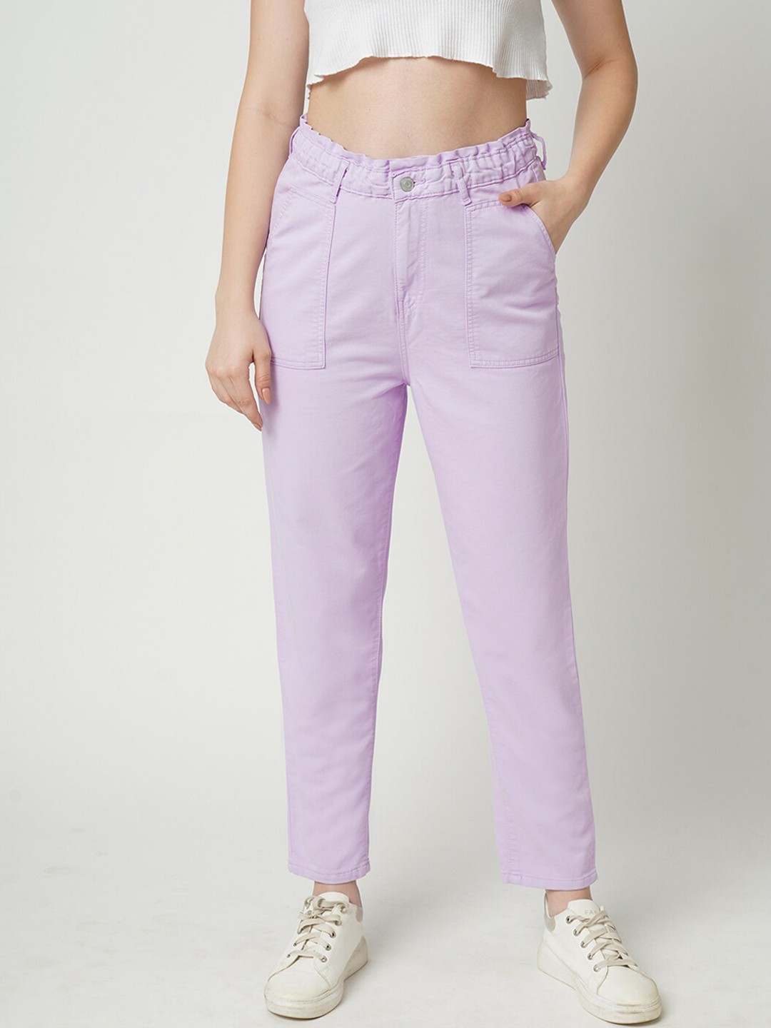 

Kraus Jeans Women Relaxed Fit High Rise Cotton Jeans, Purple