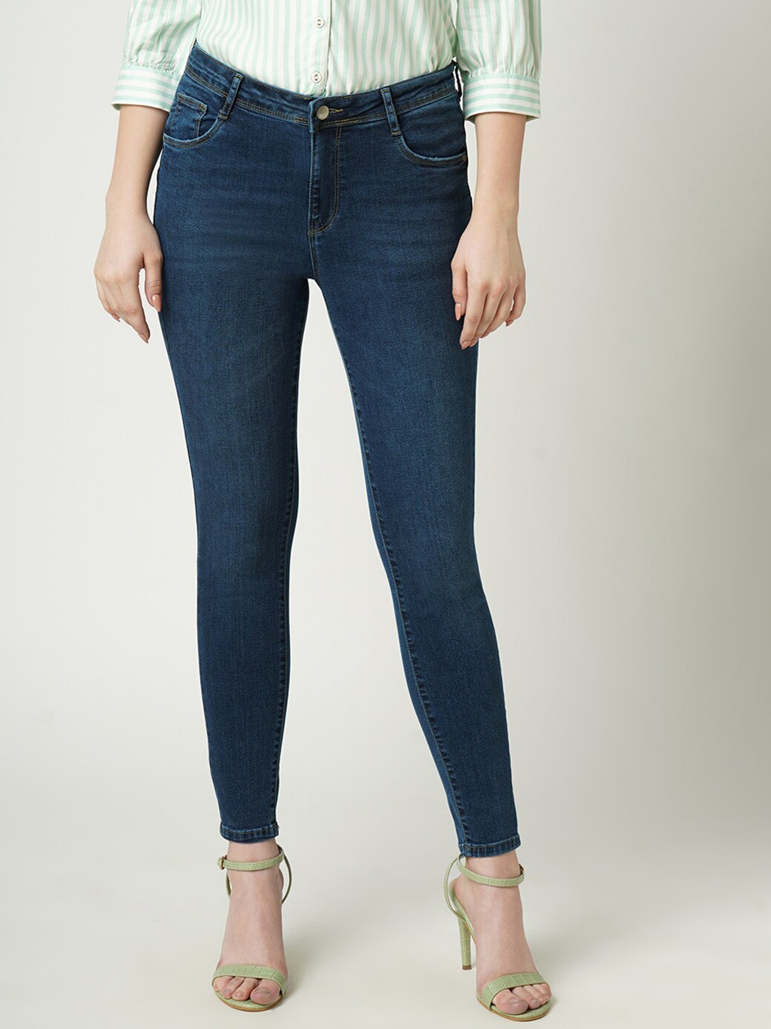 

Kraus Jeans Women Super Skinny Fit Light Fade Cotton Jeans, Blue