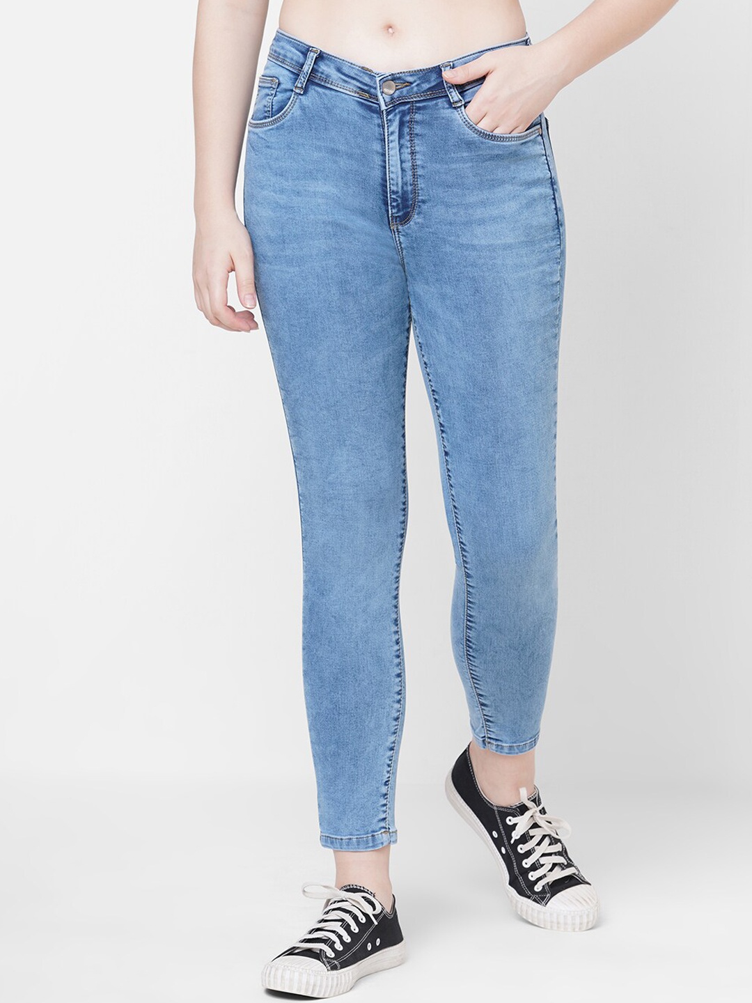 

Kraus Jeans Women Skinny Fit High-Rise Light Fade Jeans, Blue