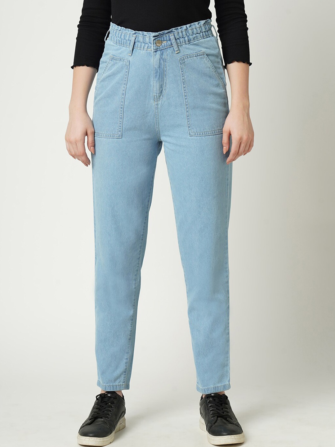 

Kraus Jeans Women Relaxed Fit High-Rise Pure Cotton Jeans, Blue