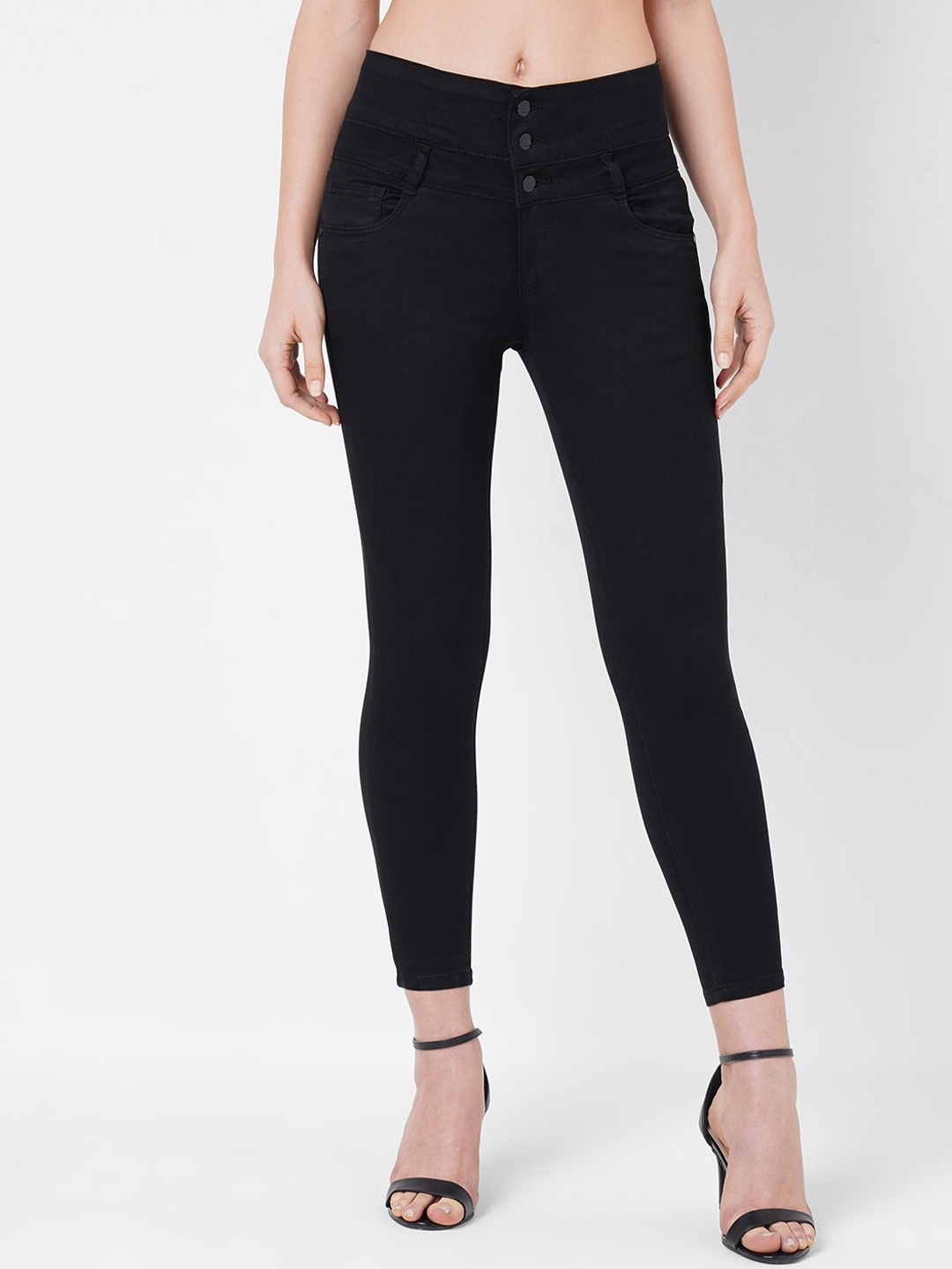 

Kraus Jeans Women Super Skinny Fit Mid-Rise Jeans, Black