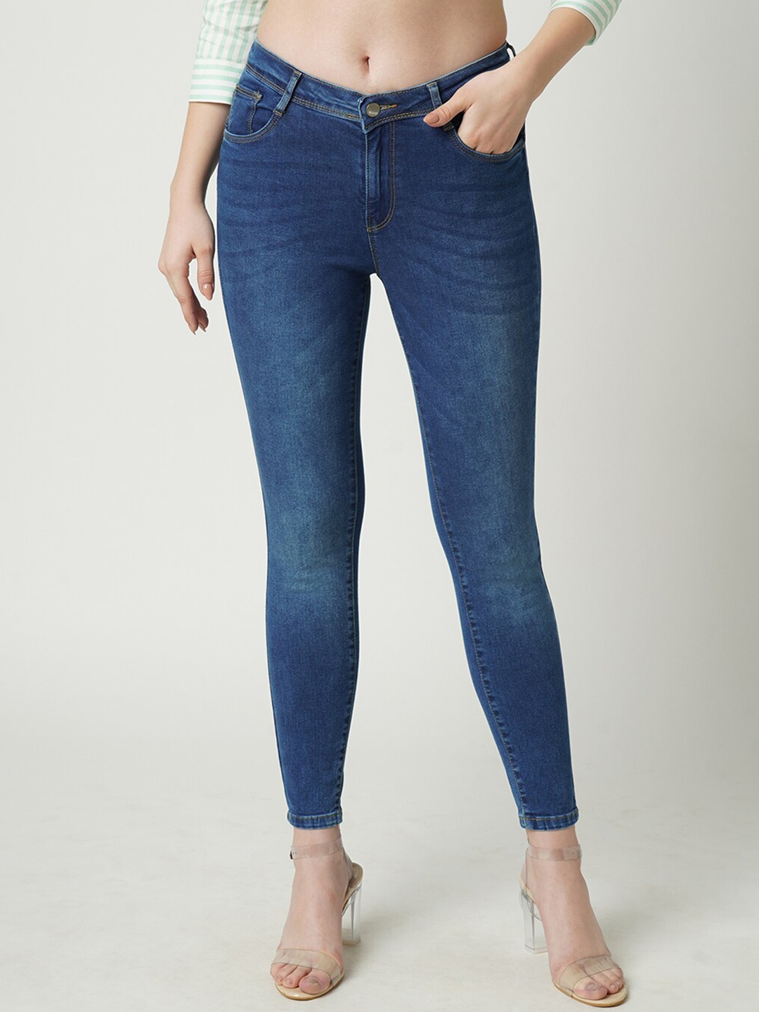 

Kraus Jeans Women Super Skinny Fit Light Fade Jeans, Blue