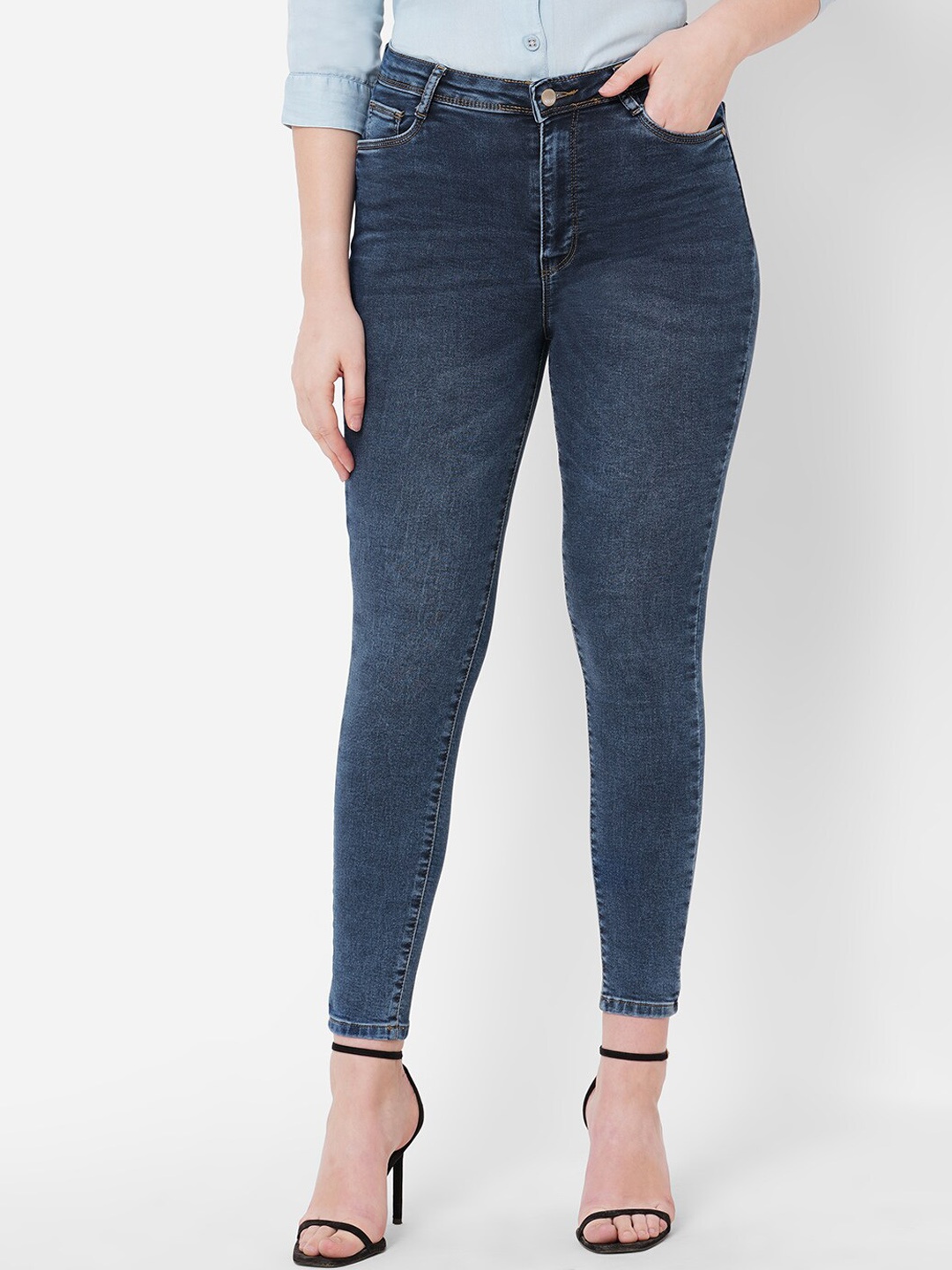 

Kraus Jeans Women Super Skinny Fit High-Rise Light Fade Jeans, Blue