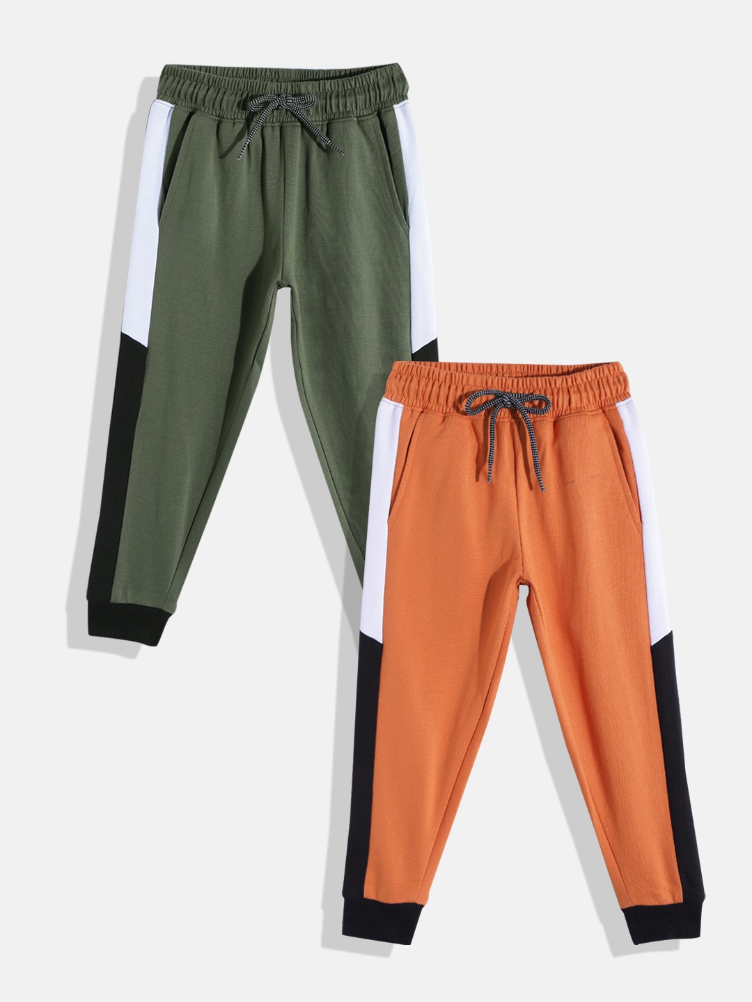 

HERE&NOW Boys Pack of 2 Colourblocked Joggers, Orange