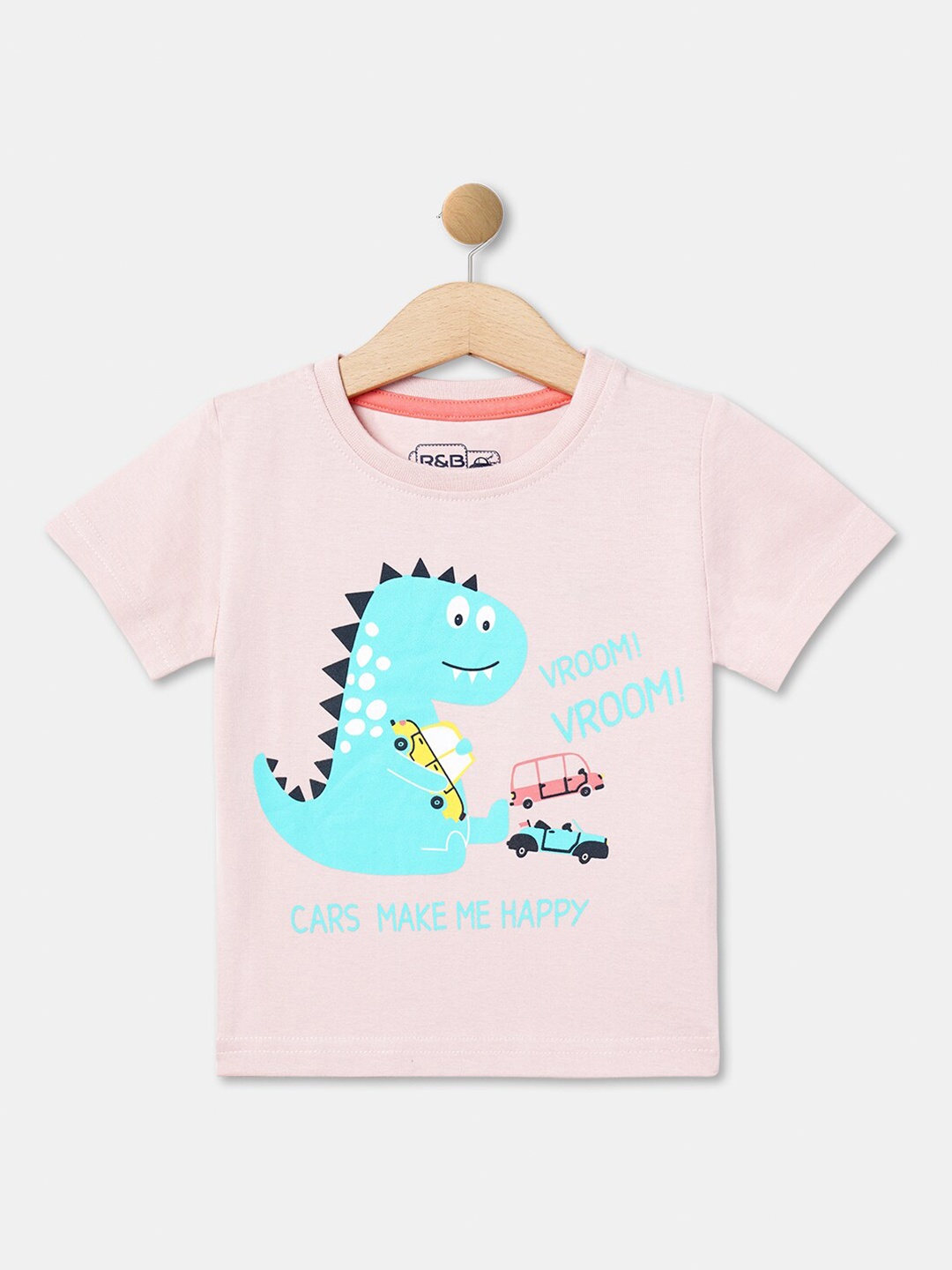 

R&B Infant Boys Graphic Printed Cotton T-shirt, Peach