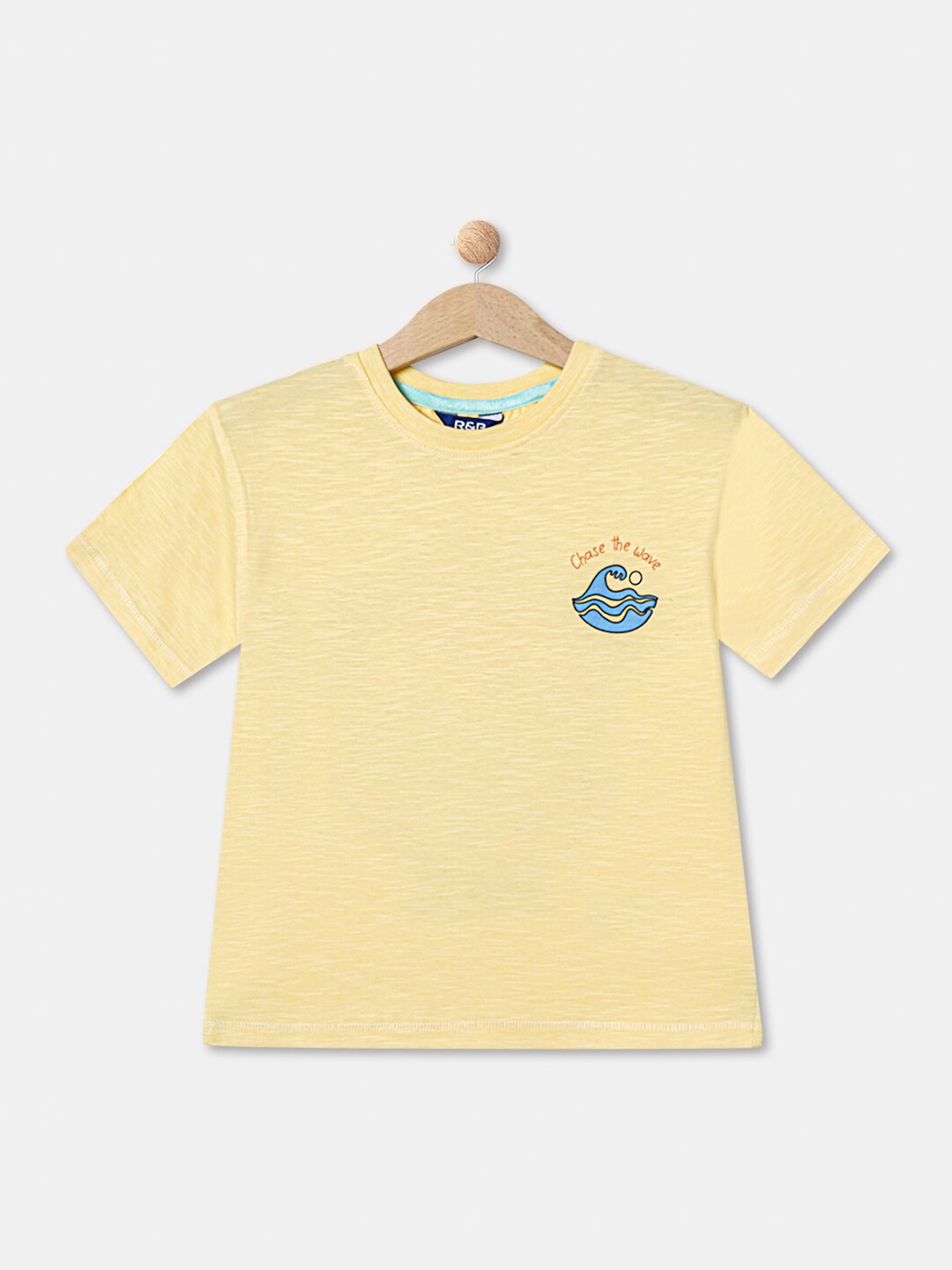 

R&B Boys Round Neck Cotton T-shirt, Yellow