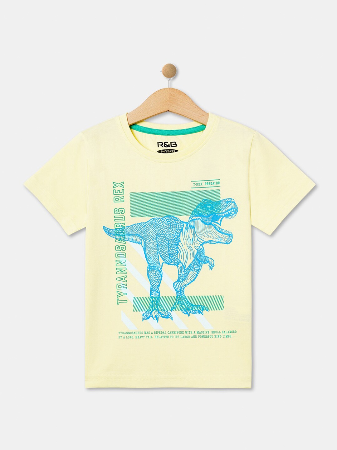 

R&B Boys Graphic Printed Cotton T-shirt, Yellow