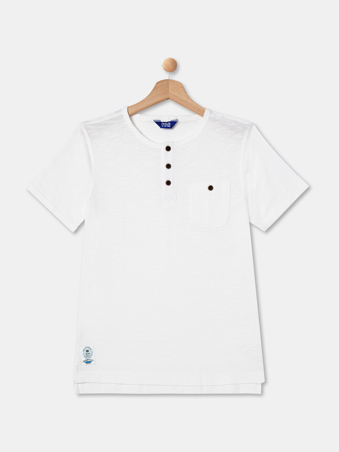 

R&B Boys Henley Neck Cotton T-shirt, White