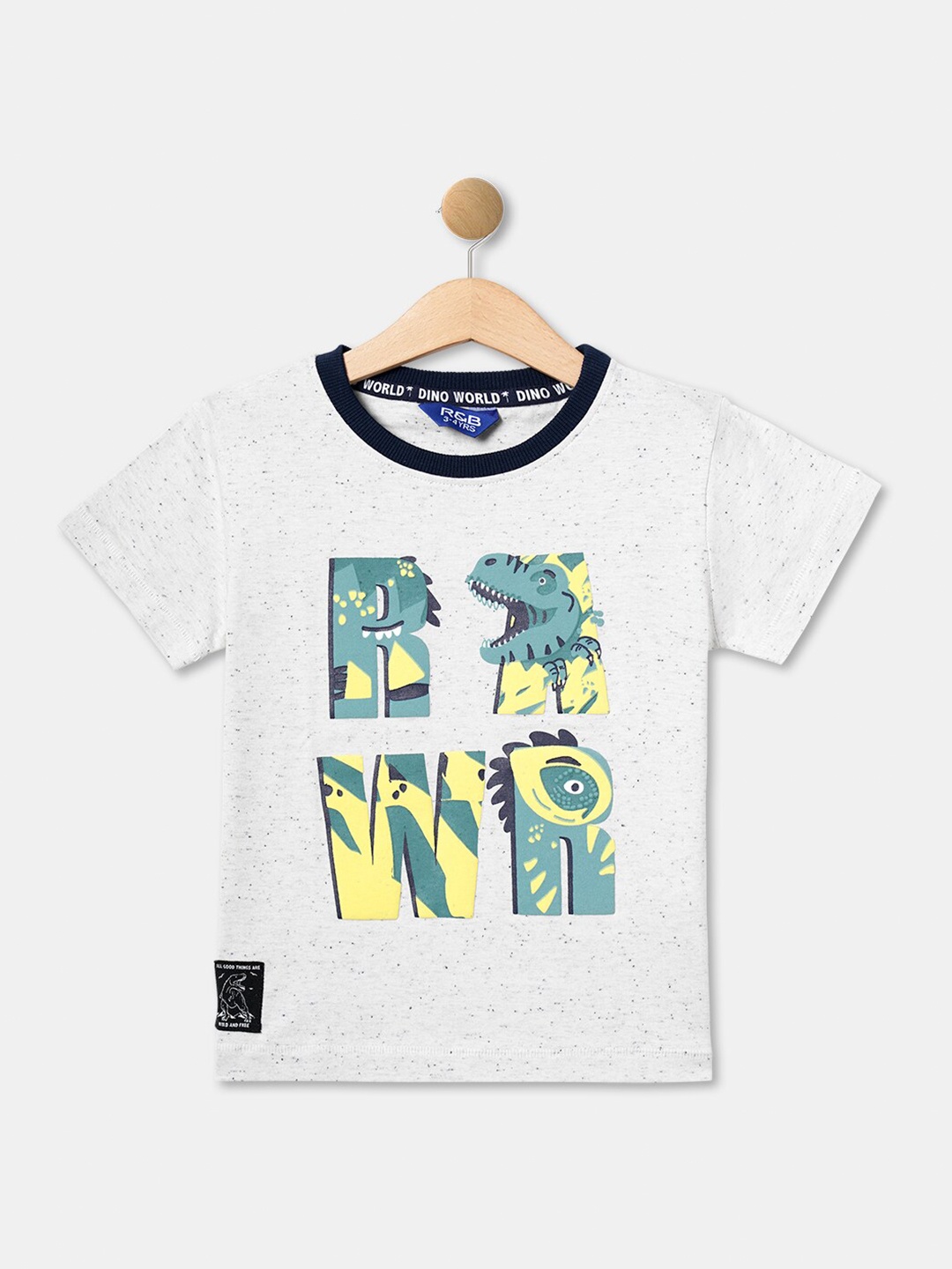 

R&B Boys Typography Printed Cotton T-shirt, Grey