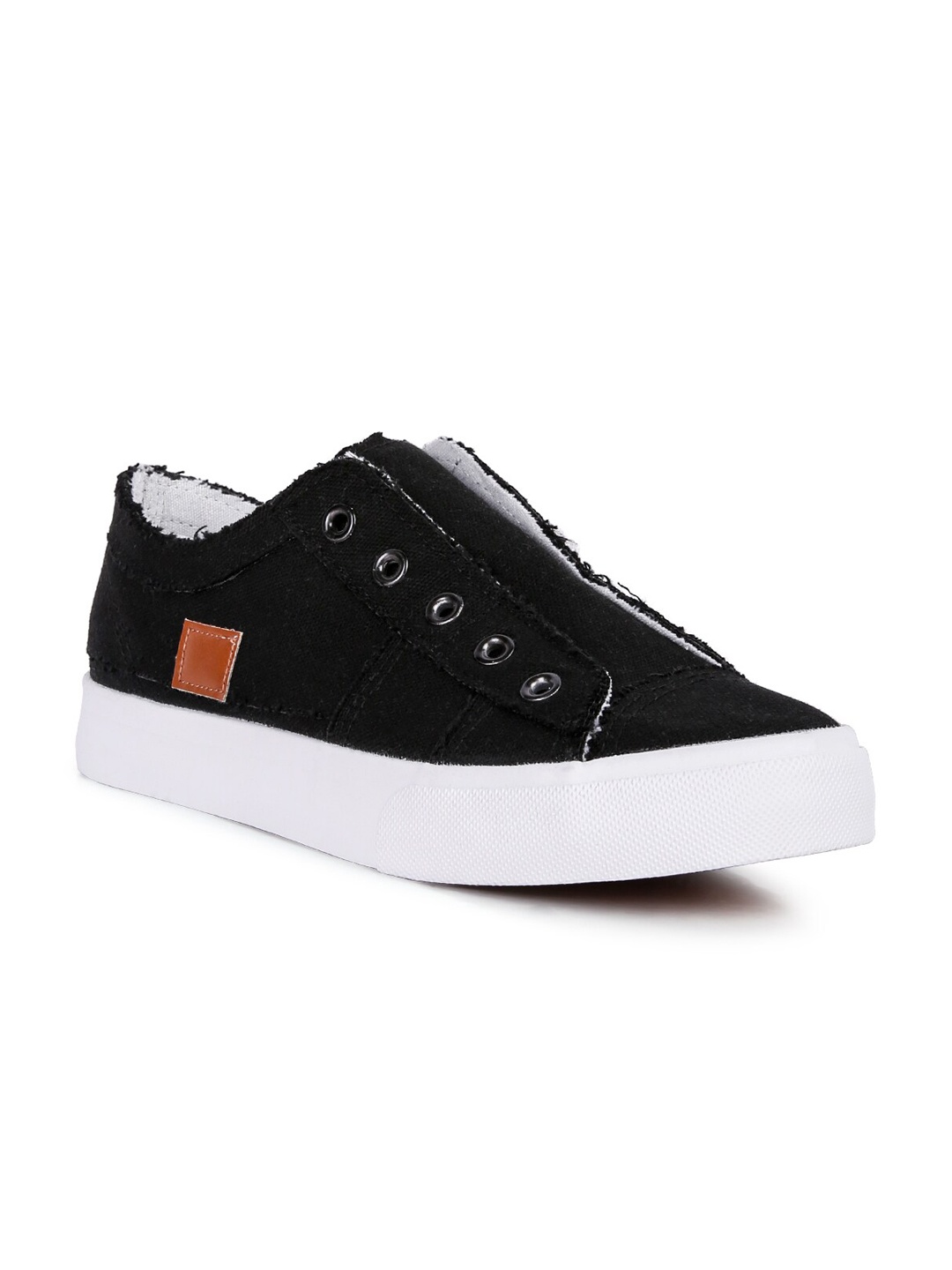 

London Rag Women Raw Trim Canvas Sneakers, Black