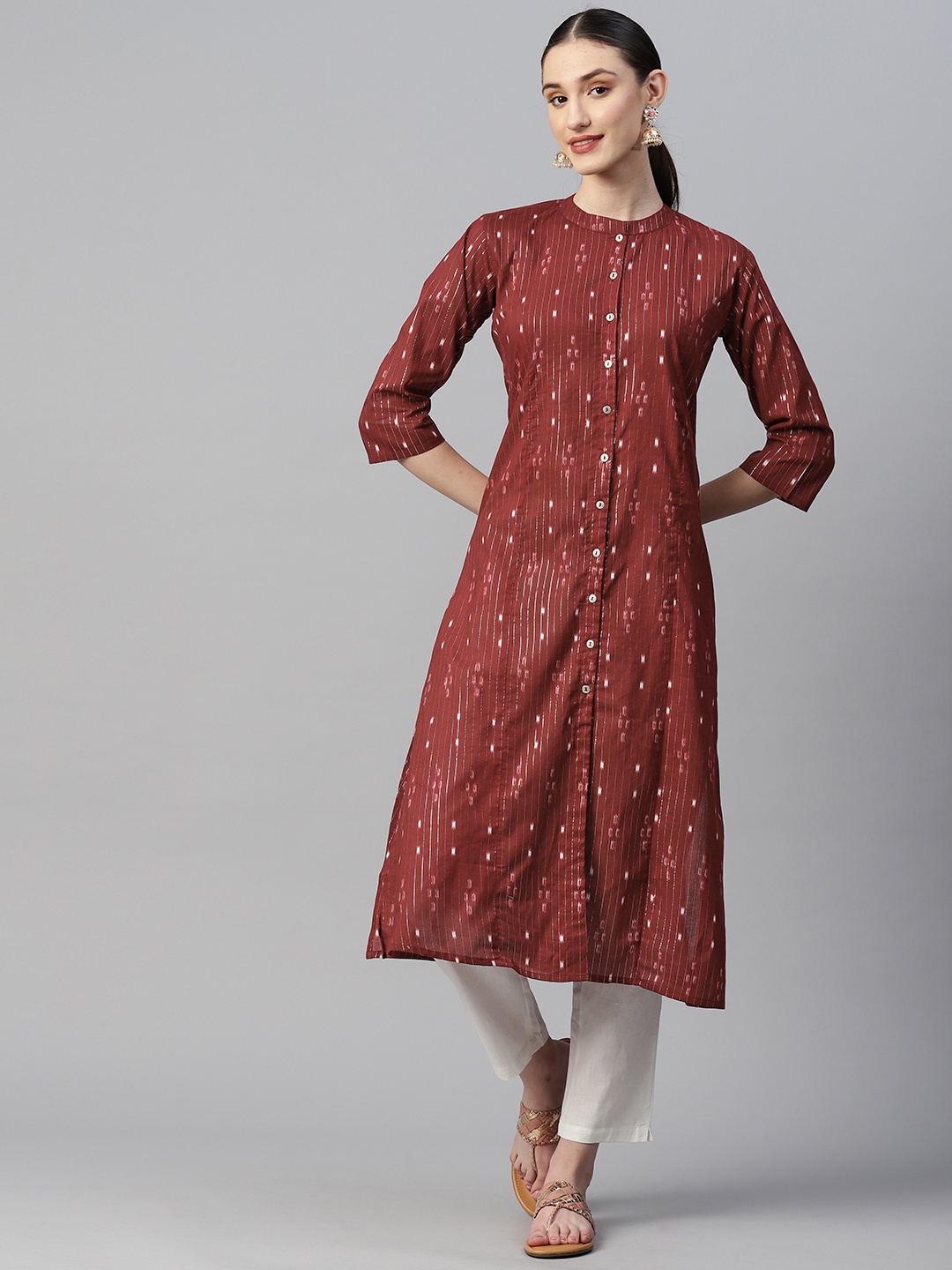 

Indibelle Printed Pure Cotton Kurta with Trousers, Maroon