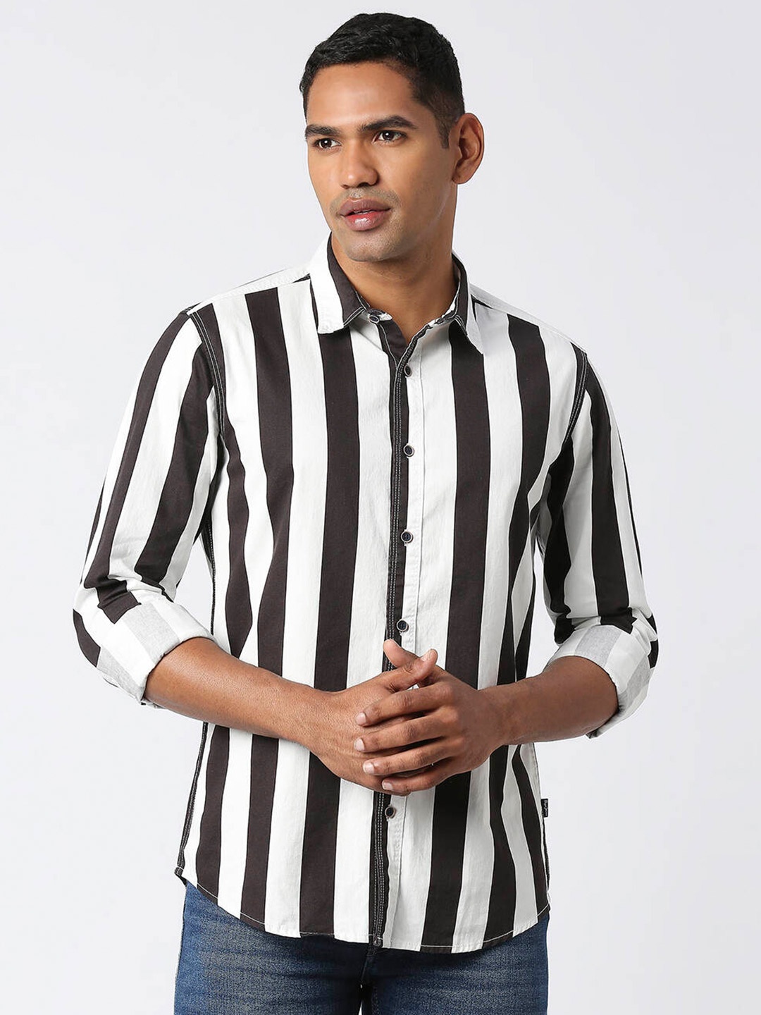 

Pepe Jeans Relaxed Striped Spread Collar Casual Shirt, Black