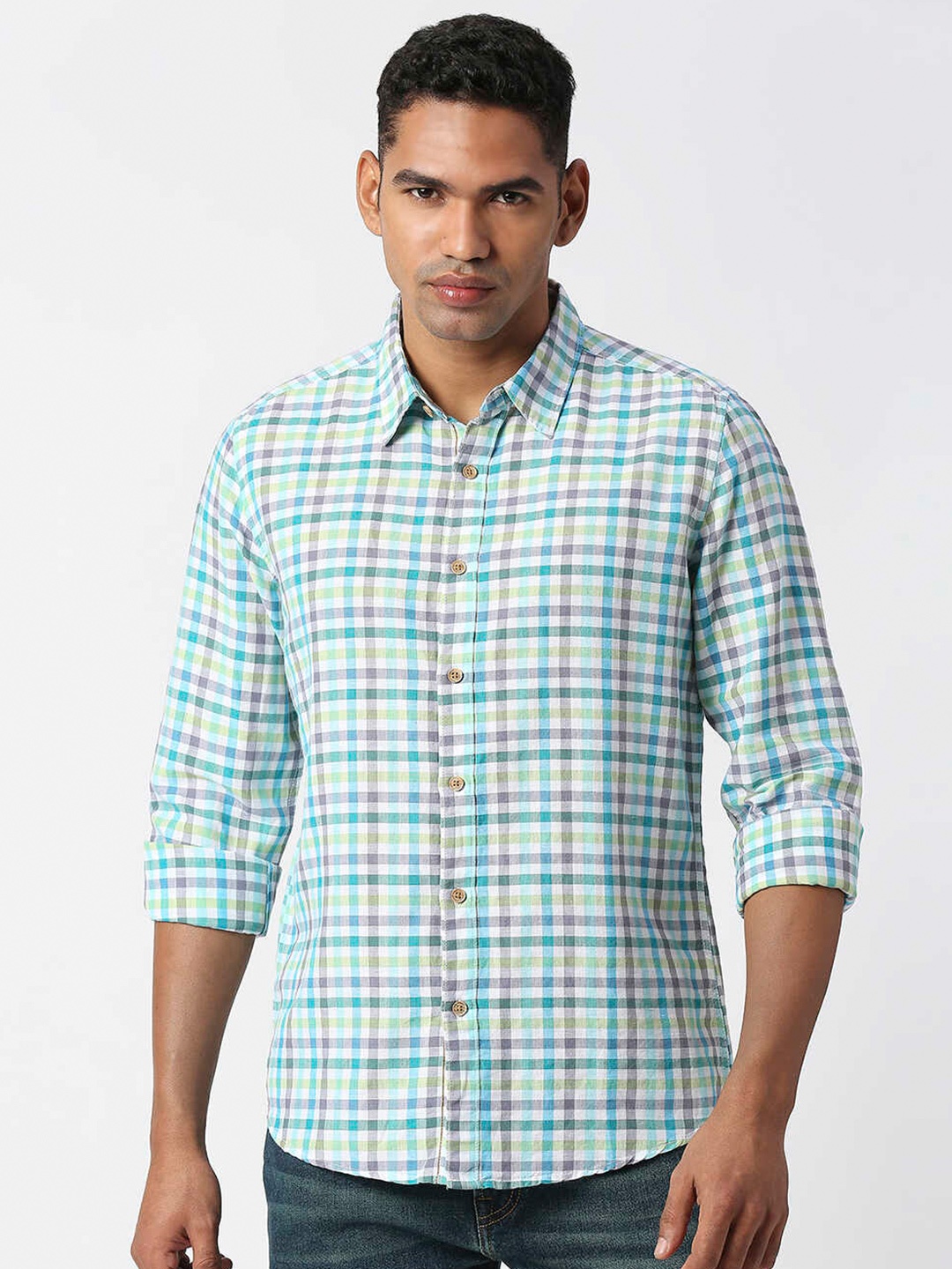 

Pepe Jeans Relaxed Checked Casual Cotton Linen Cotton Shirt, White