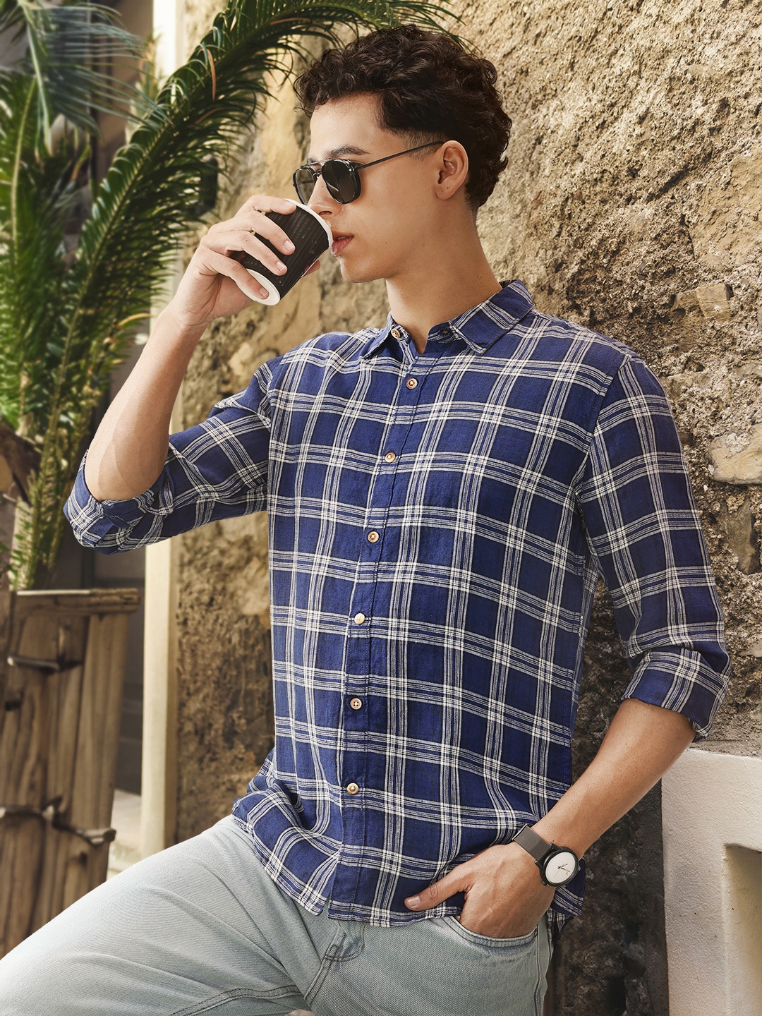 

Pepe Jeans Tartan Checks Pure Linen Casual Shirt, Blue