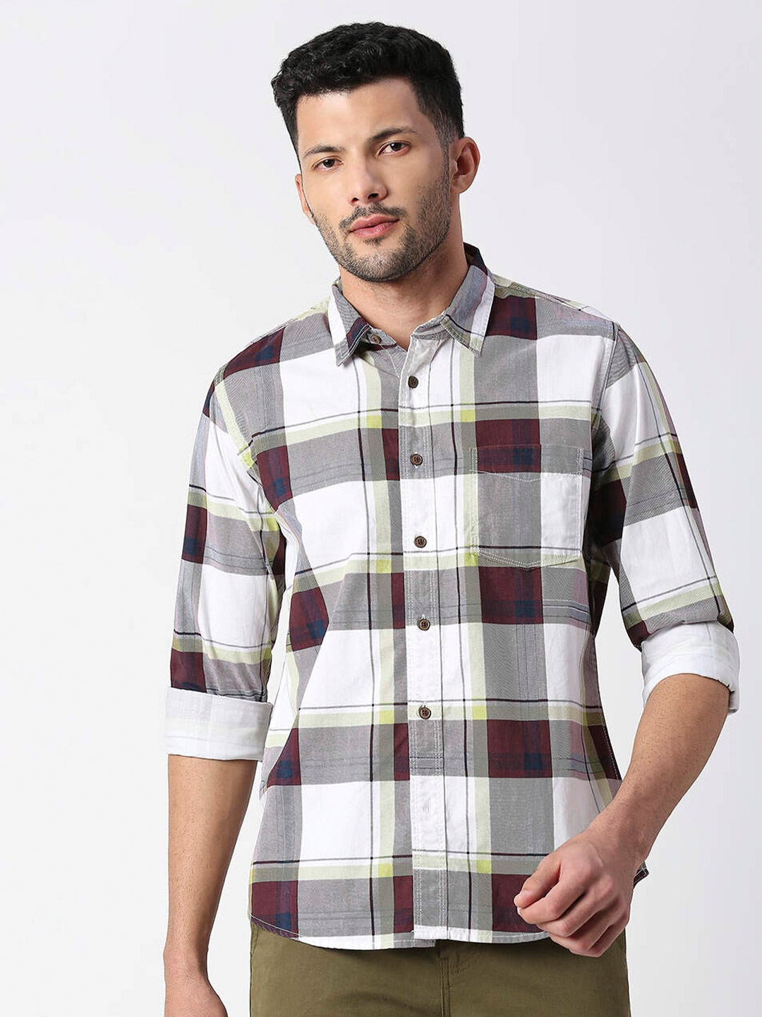 

Pepe Jeans Relaxed Tartan Checks Checked Casual Cotton Shirt, White