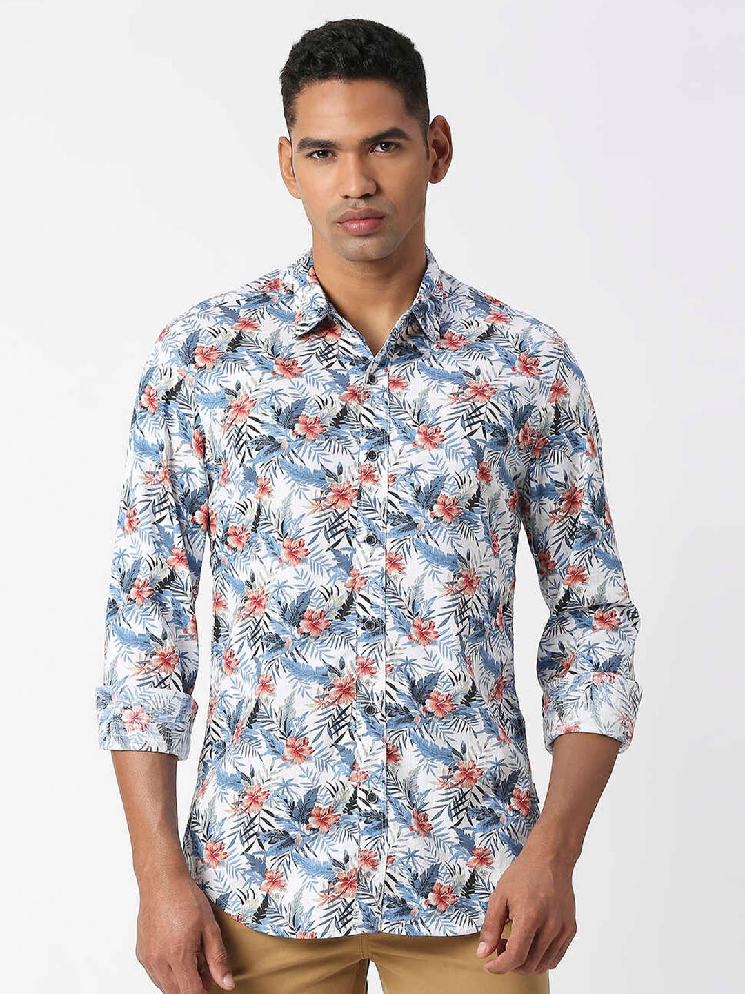 

Pepe Jeans Relaxed Floral Printed Casual Cotton Shirt, White