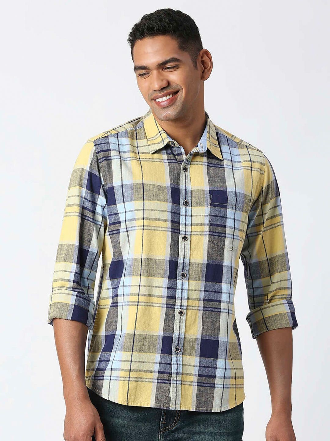 

Pepe Jeans Relaxed Tartan Checks Casual Cotton Shirt, Yellow