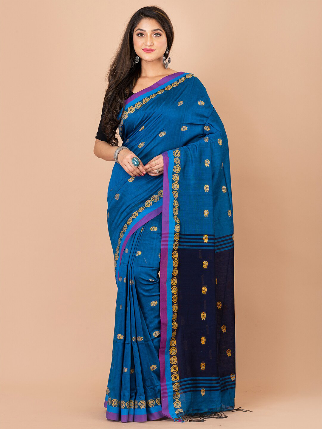 

Laa Calcutta Ethnic Motif Woven Design Saree, Navy blue